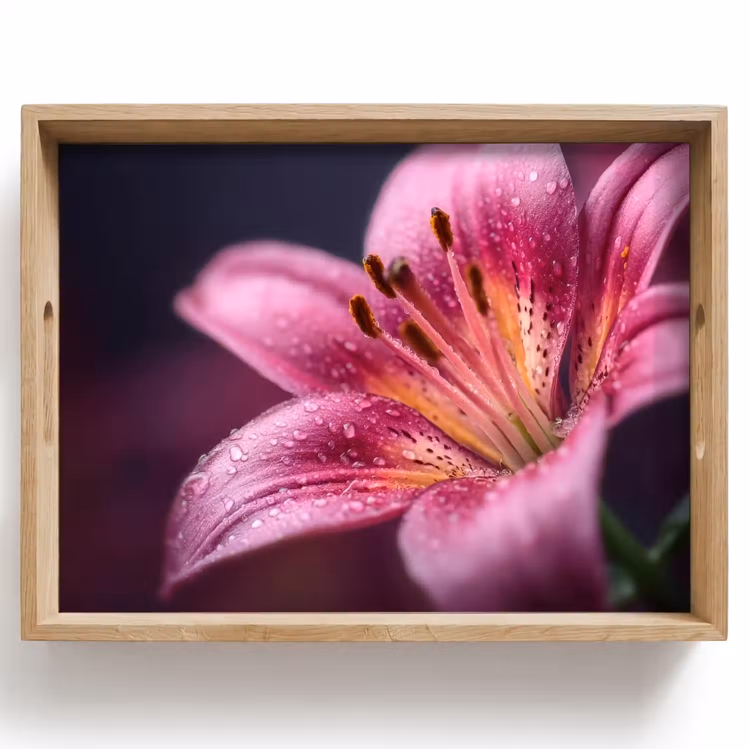 Roze - lelie - Dauwdruppels Dienblad Rechthoek middel -z3d_shopping