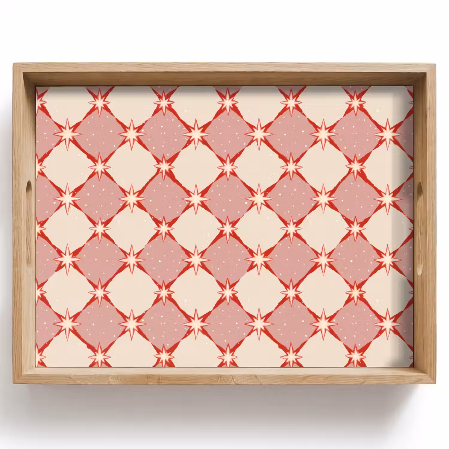 Ruiten - Sterren - Vintage - Oudroze - Rood Dienblad Rechthoek middel 911 -z3d_shopping
