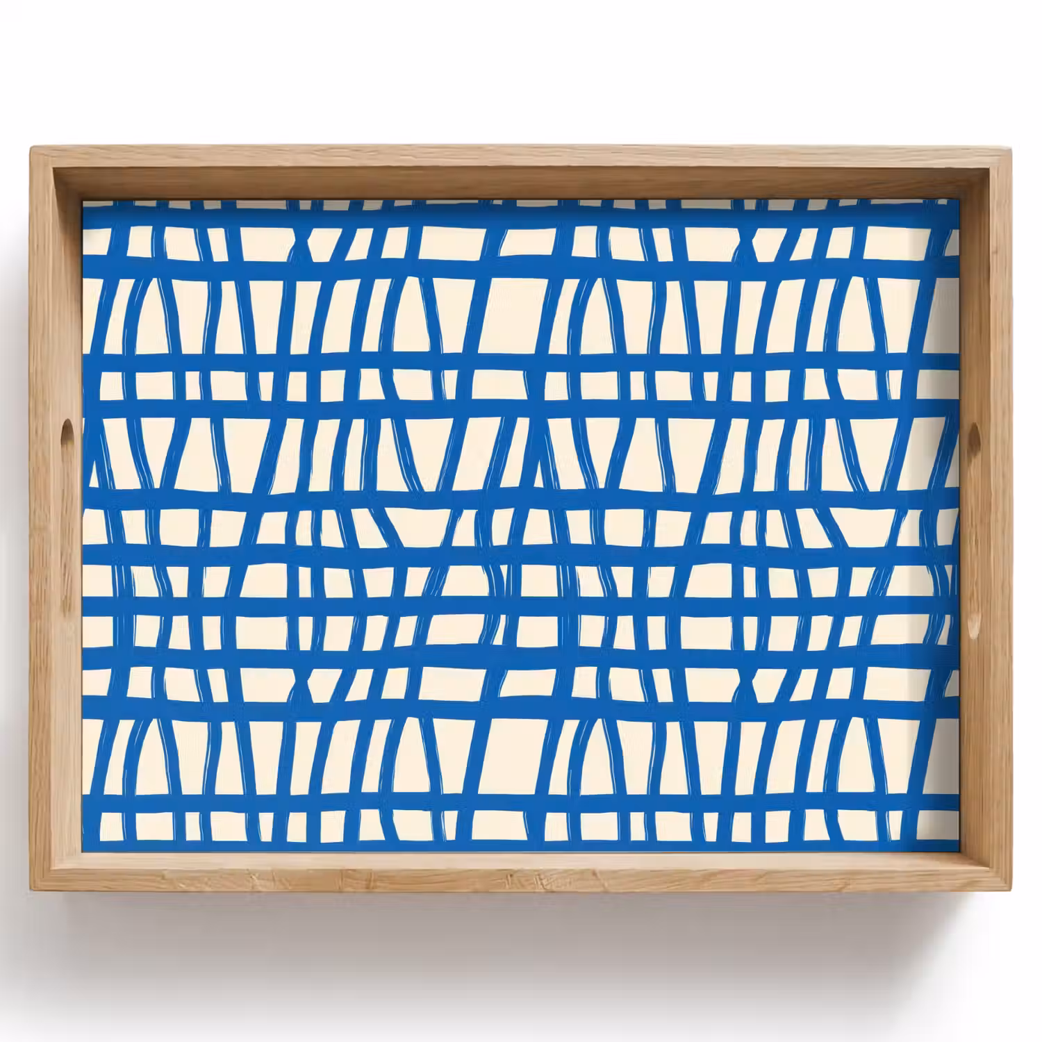Ruitpatroon - Blauw - Crème Dienblad Rechthoek middel 911 -z3d_shopping