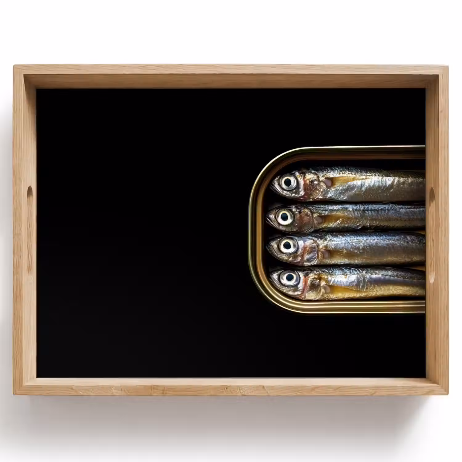 Sardines - Blik - Zwart - Vissen Dienblad Rechthoek middel -z3d_shopping