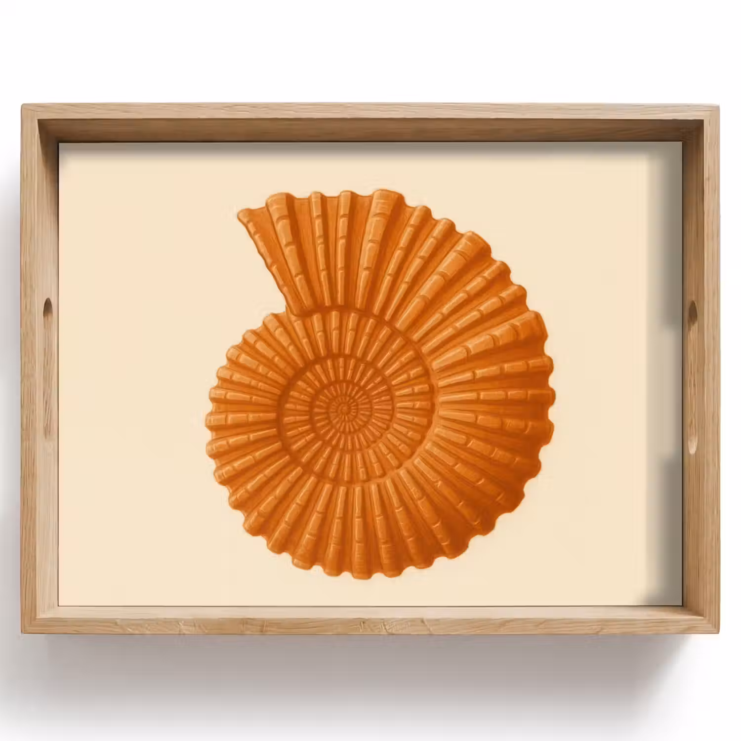 Schelp - Oranje - Ribbels Dienblad Rechthoek middel -z3d_shopping