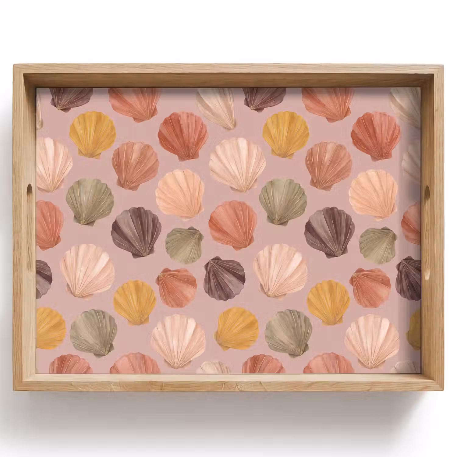 Schelp - Patroon - Zee - Aquarel - Aardetinten Dienblad Rechthoek middel -z3d_shopping