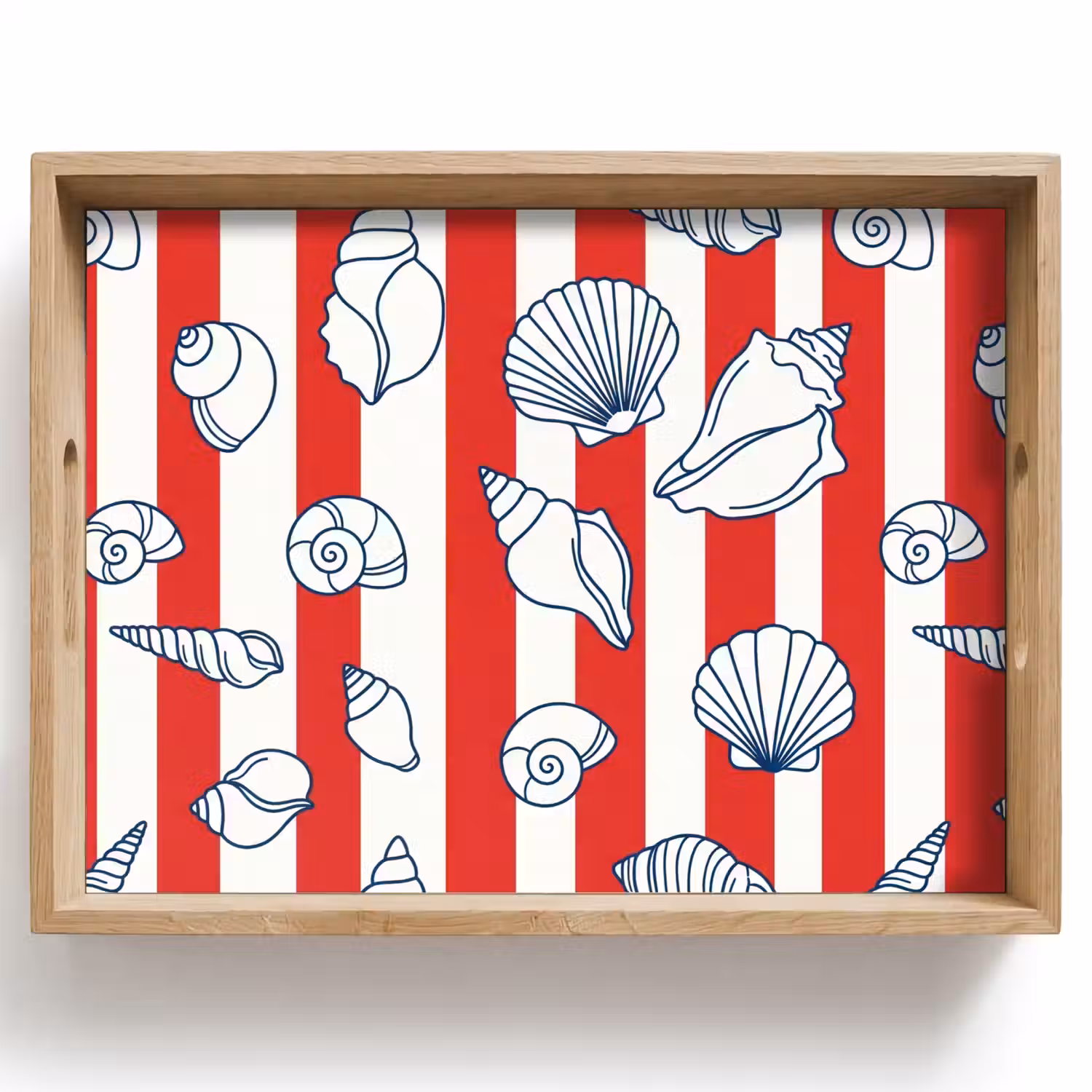 Schelp - Zeedieren - Zomer - Illustratie - Rood - Blauw Dienblad Rechthoek middel -z3d_shopping