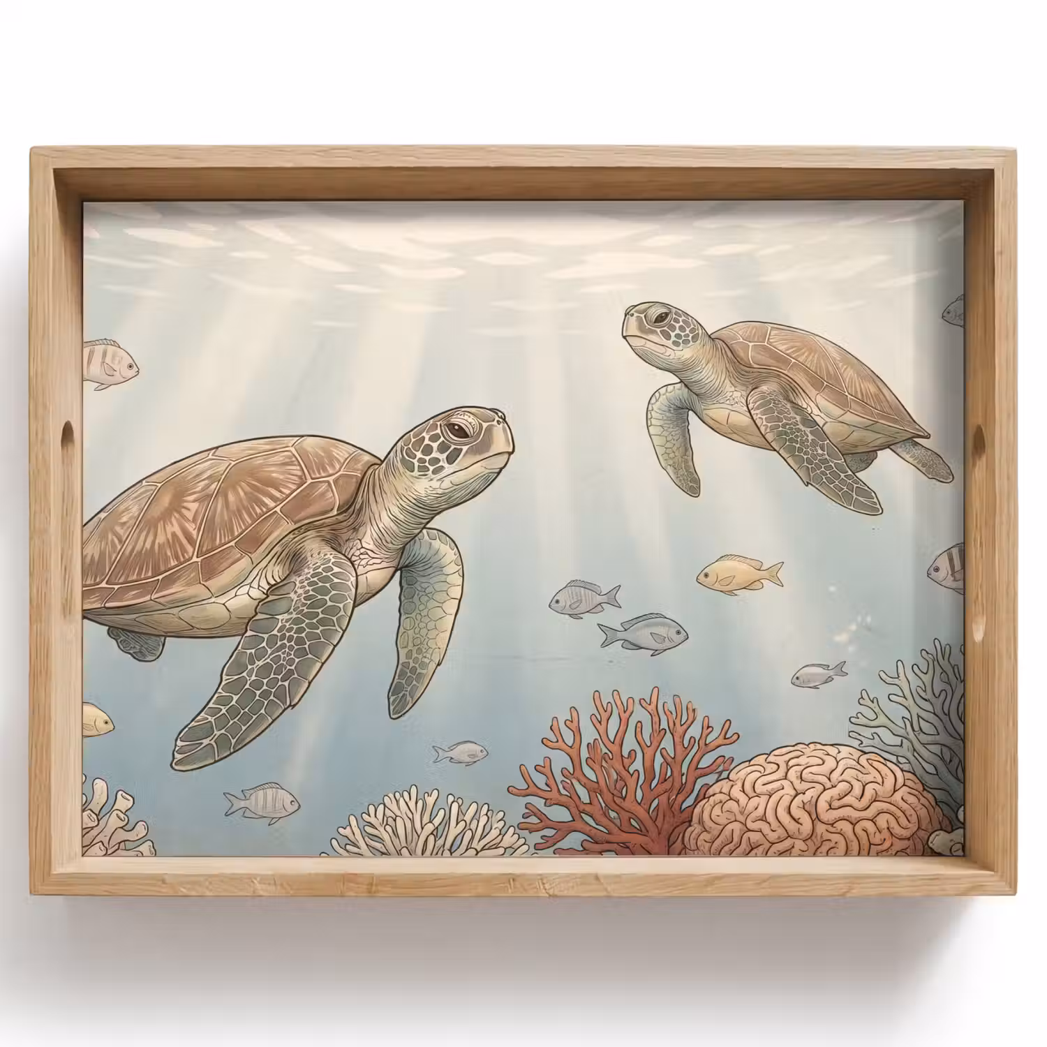 Schildpad - Onderwater - Natuur - Illustratie Dienblad Rechthoek middel -z3d_shopping