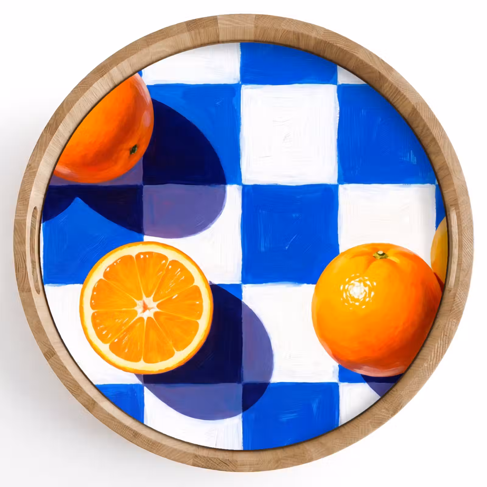 Dienblad - Sinaasappel - Geruit - Eten - Sinaasappel - Geruit - Eten Dienblad Rond middel