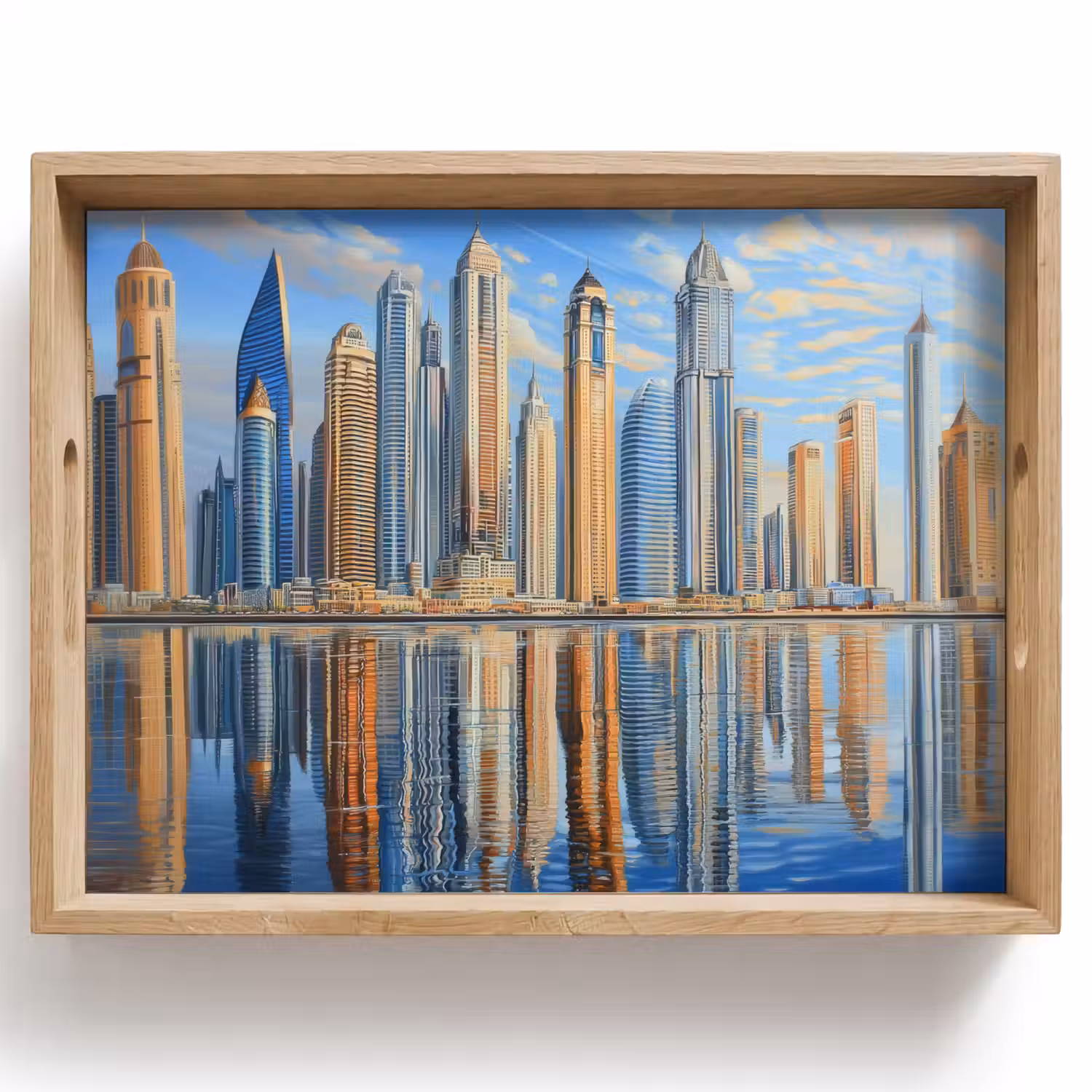 Skyline - Wolkenkrabbers - Water - Blauw Dienblad Rechthoek middel -z3d_shopping