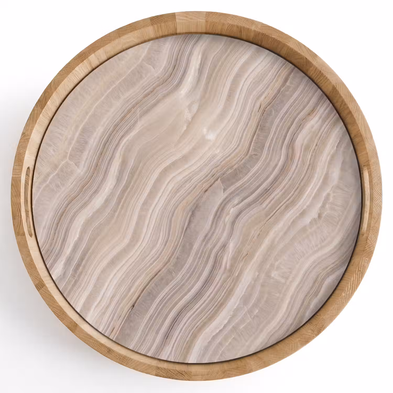 Textuur - Golvend - Abstract - Modern - Beige Dienblad Rond middel -z3d_shopping