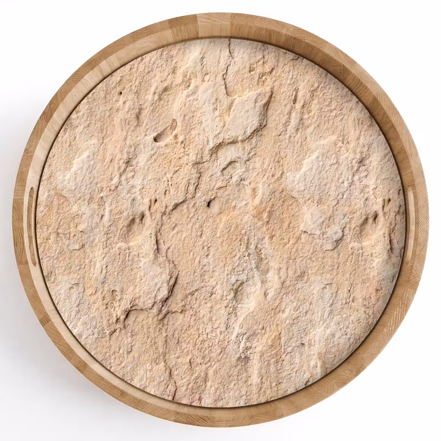 Textuur - Steen - Natuur - Beige Dienblad Rond middel -z3d_shopping