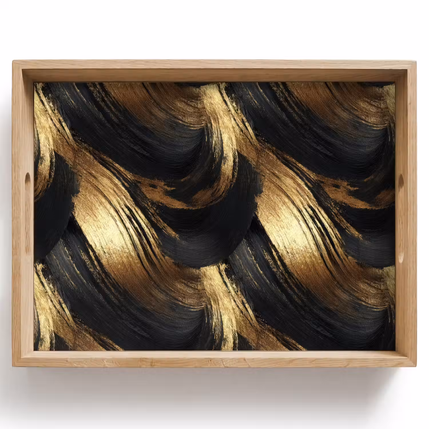 Verfstreken - Abstract - Goud - Zwart Dienblad Rechthoek middel 911 -z3d_shopping
