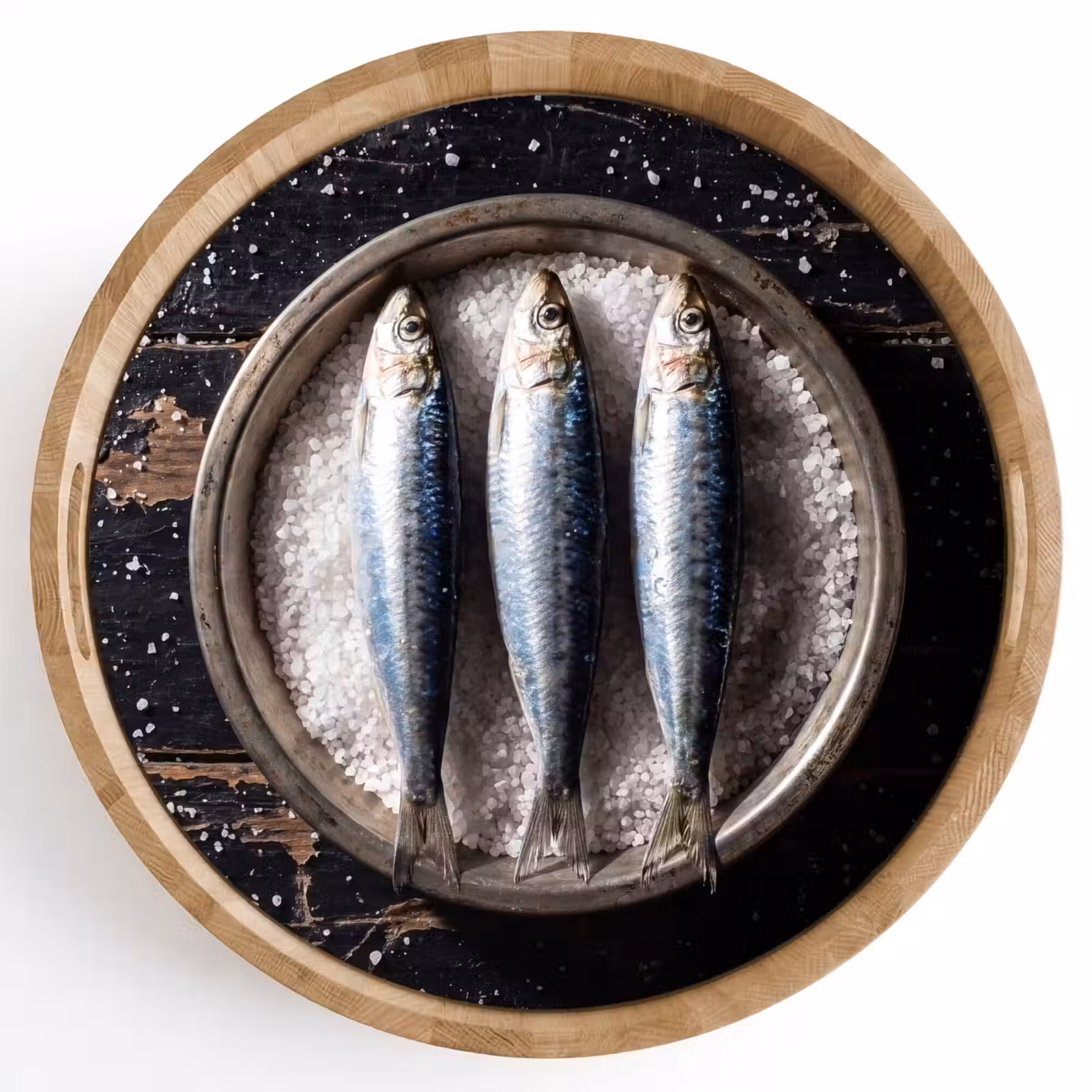 Dienblad - Vis - Zout - Eten - Vis - Zout - Eten Dienblad Rond middel