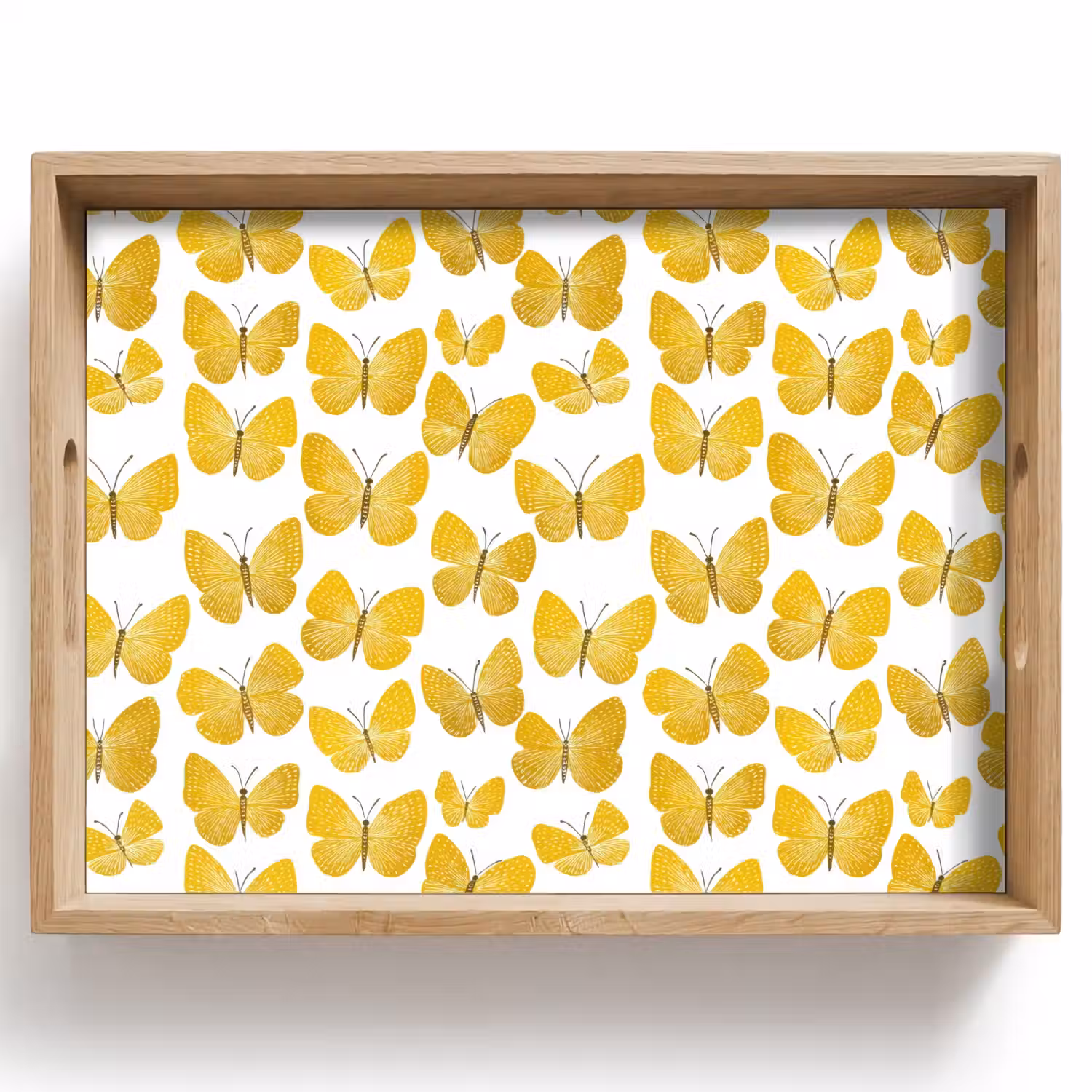Vlinders - Botanisch - Illustratie - Geel - Wit Dienblad Rechthoek middel 911 -z3d_shopping