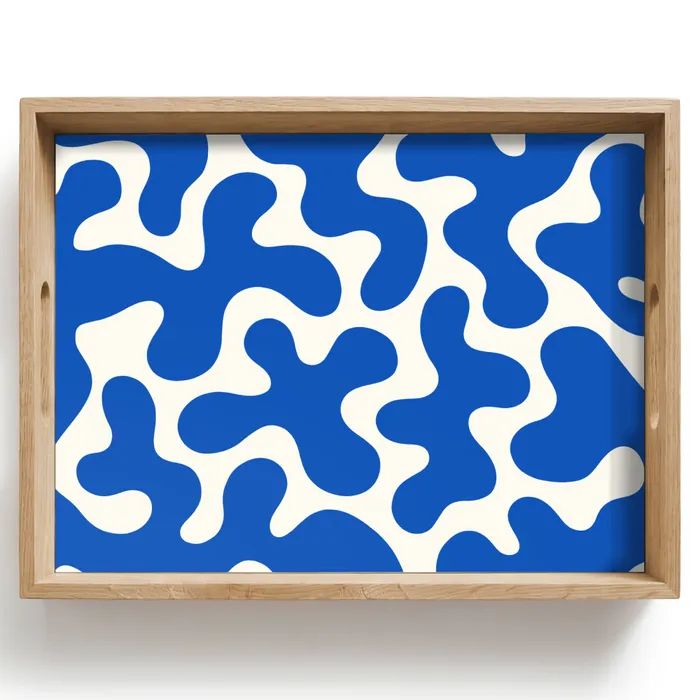 Vormen - Abstract - Blauw - Golven Dienblad Rechthoek middel -z3d_shopping