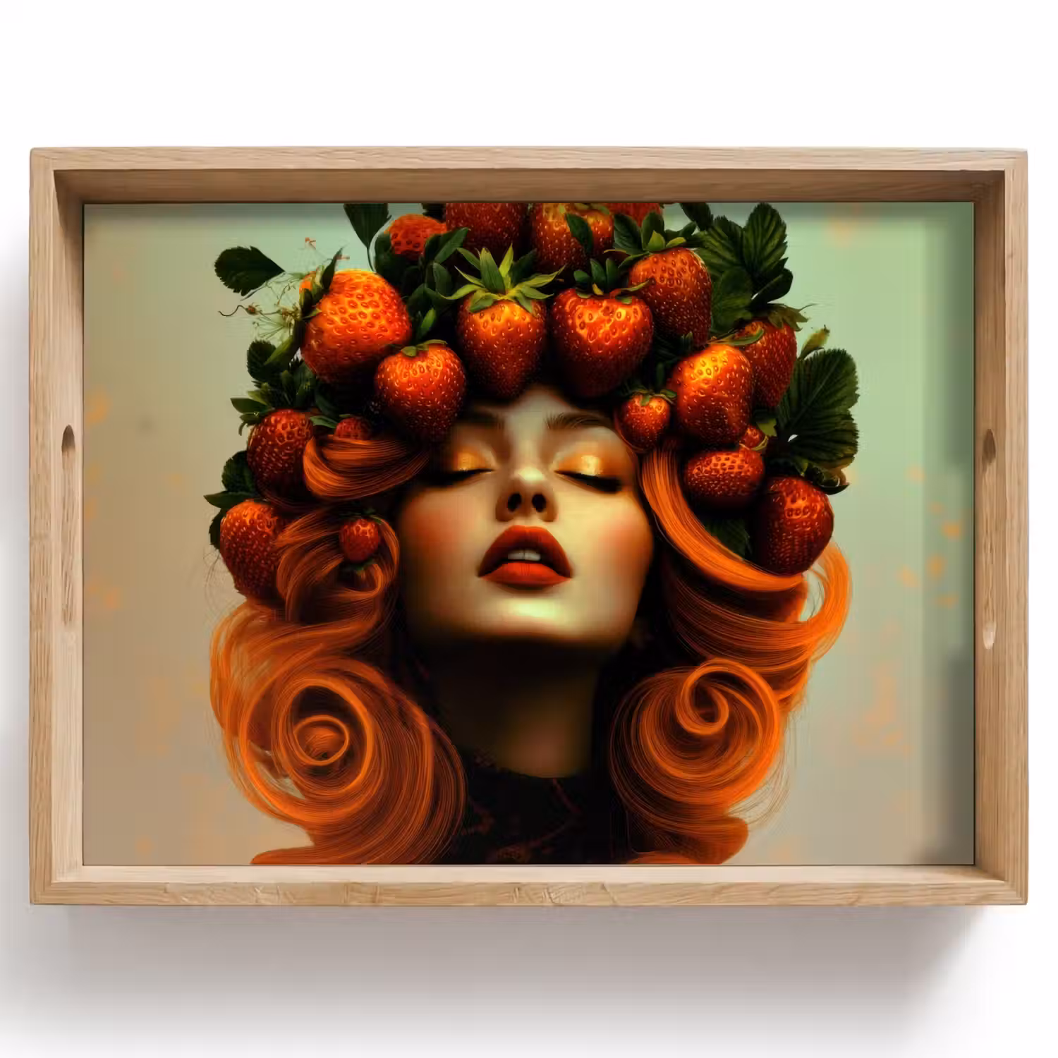 Vrouw - Aardbeien - Kroon Dienblad Rechthoek middel -z3d_shopping
