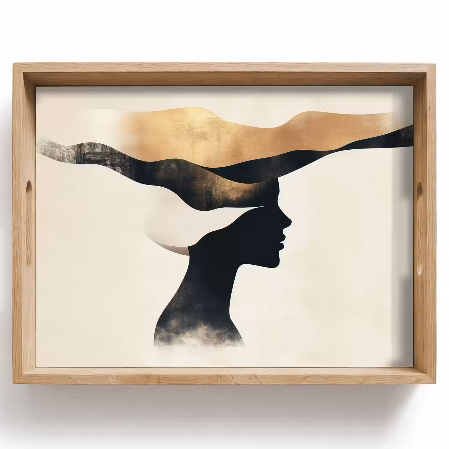 Vrouw - Golven - Zwart Dienblad Rechthoek middel -z3d_shopping