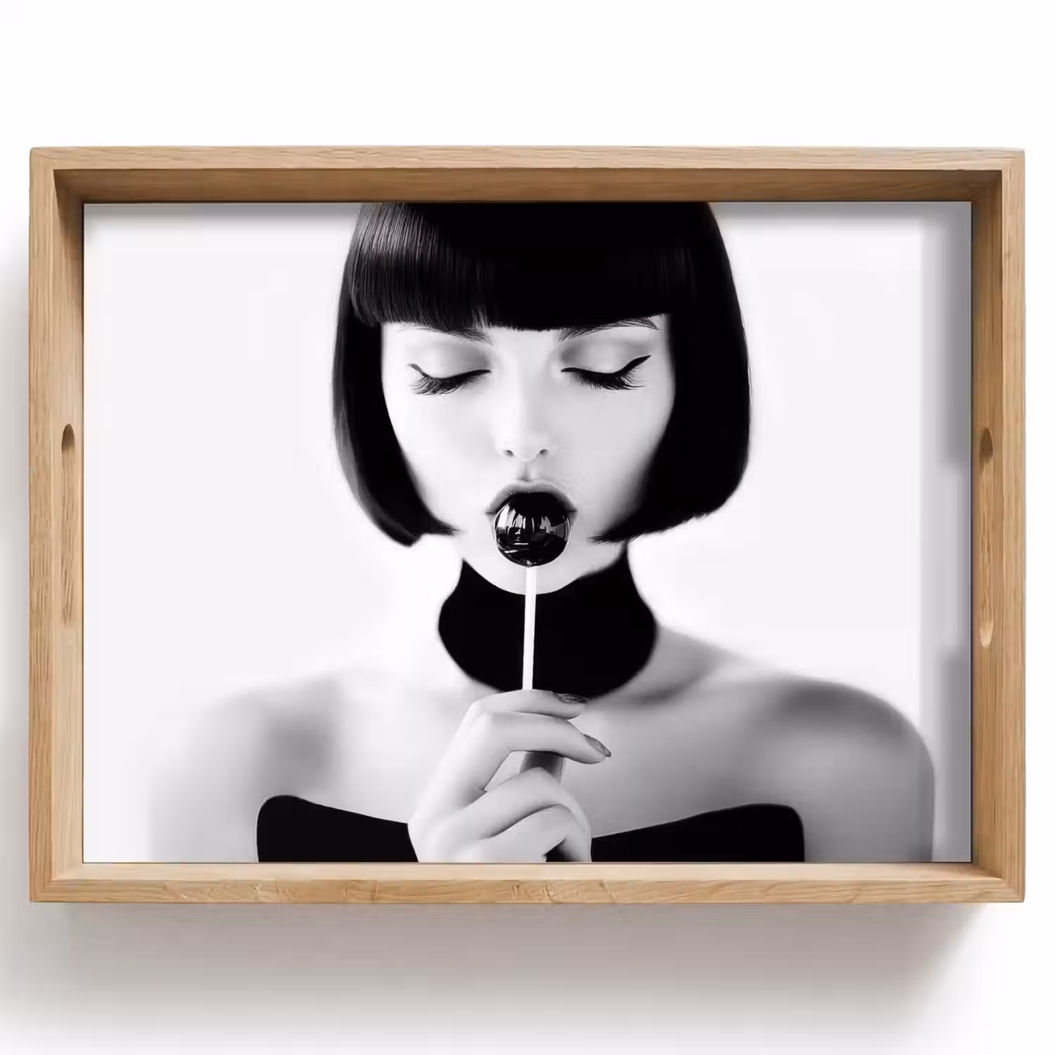 Vrouw - Lolly - Zwart - Wit Dienblad Rechthoek middel -z3d_shopping
