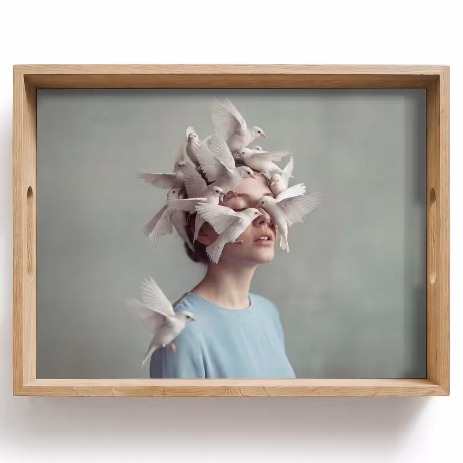 Vrouw - Vogels - Abstract - Modern - Wit Dienblad Rechthoek middel -z3d_shopping