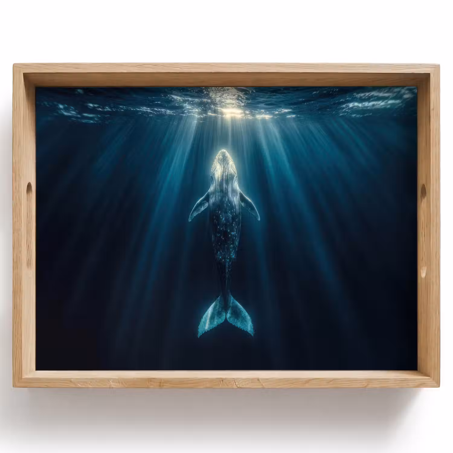 Walvis - Water - Zonnestralen - Blauw Dienblad Rechthoek middel -z3d_shopping