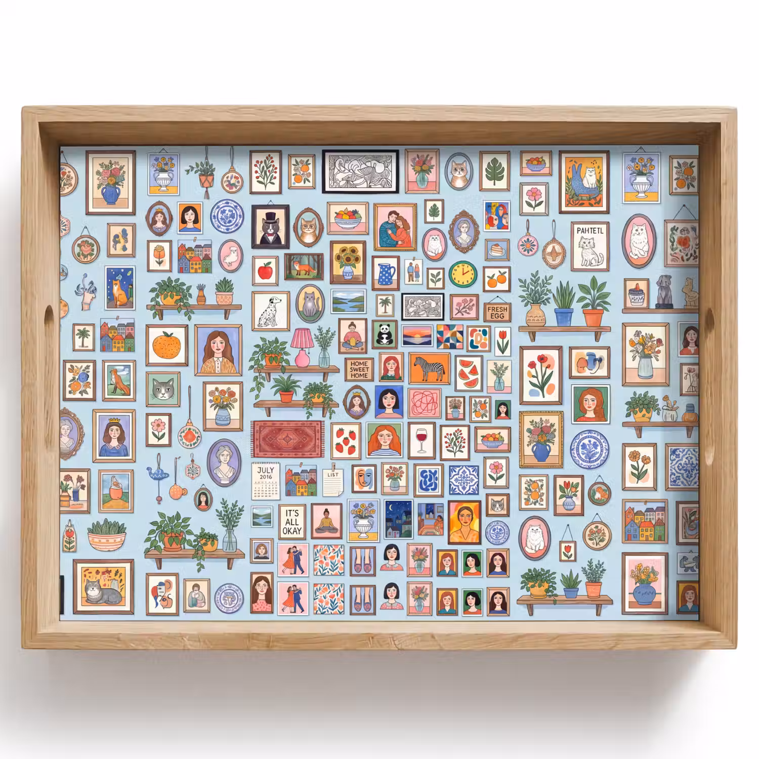 Wanddecoratie - Collectie - Huis - Illustratief - Kleurrijk Dienblad Rechthoek middel -z3d_shopping