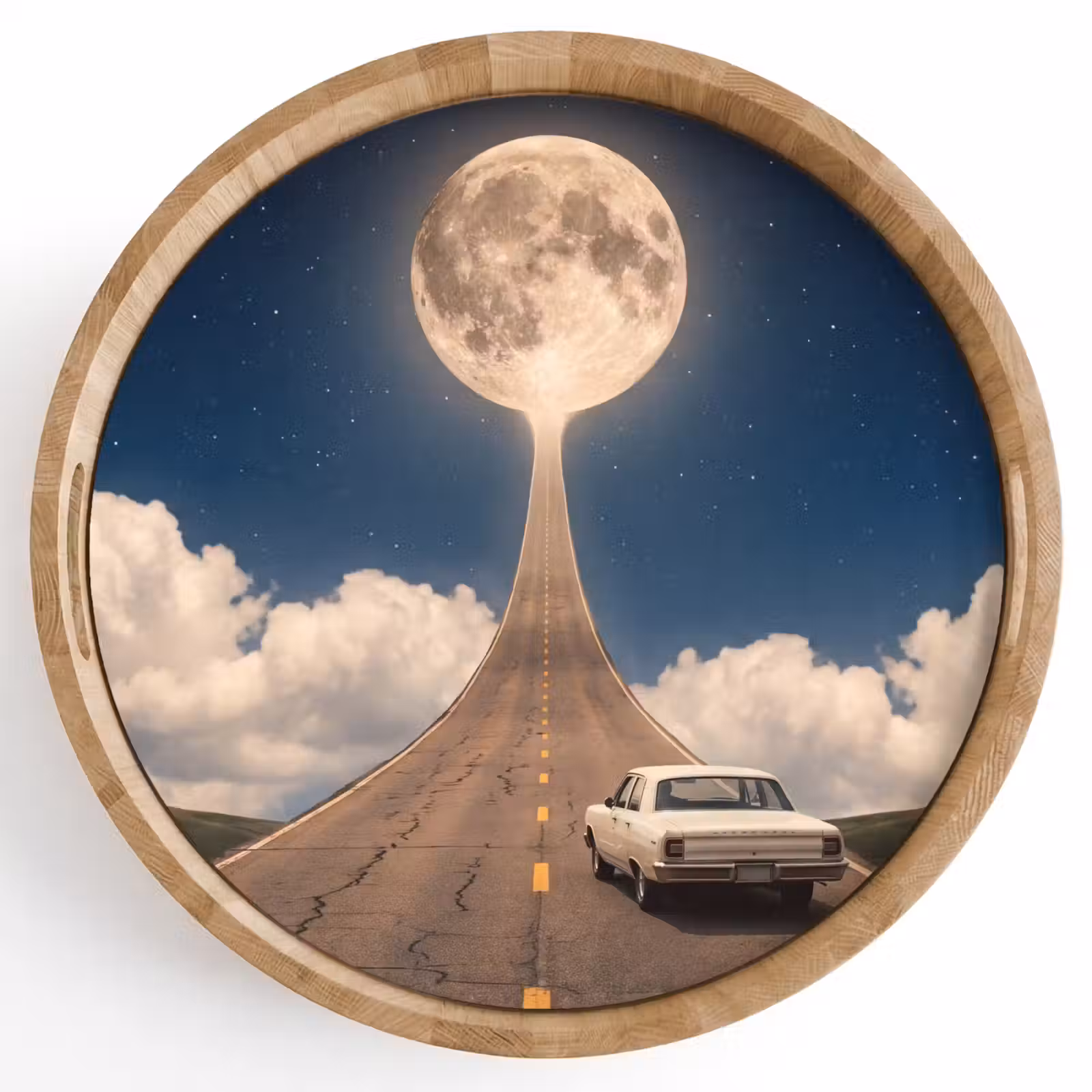 Dienblad - Weg - Maan - Nacht - Weg - Maan - Nacht Dienblad Rond middel