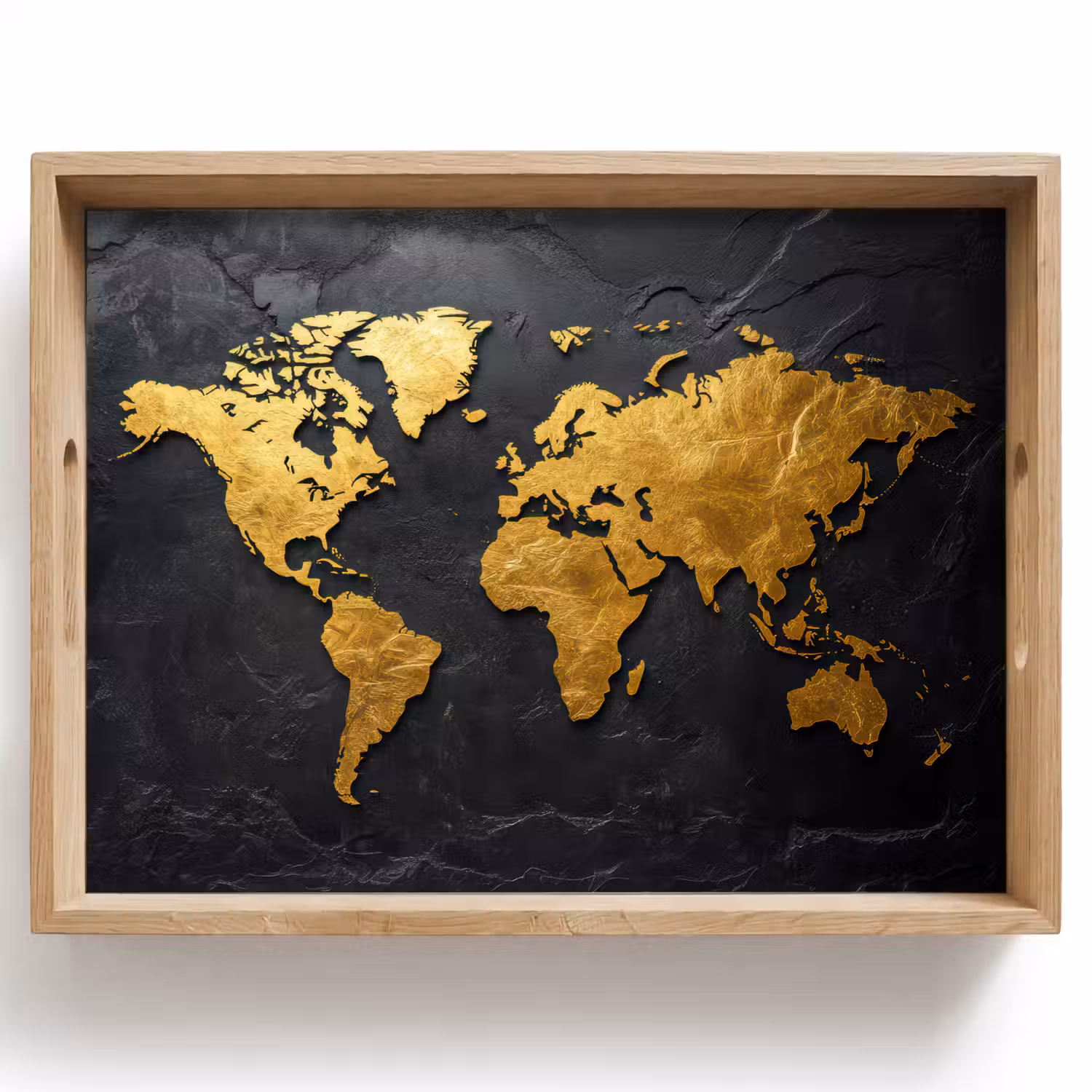 Wereldkaart - Goud - Steen Dienblad Rechthoek middel -z3d_shopping