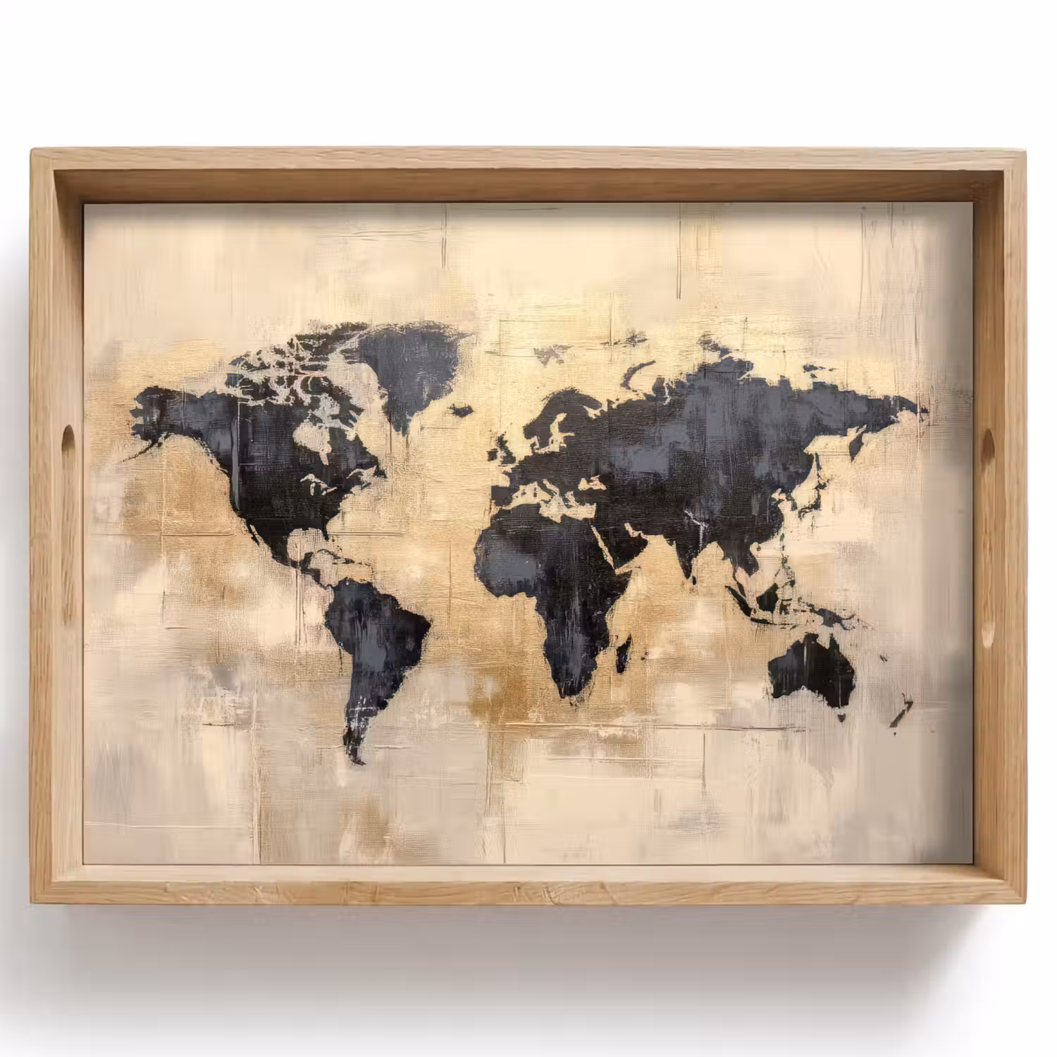 Wereldkaart - Goud - Zwart - Abstract Dienblad Rechthoek middel -z3d_shopping