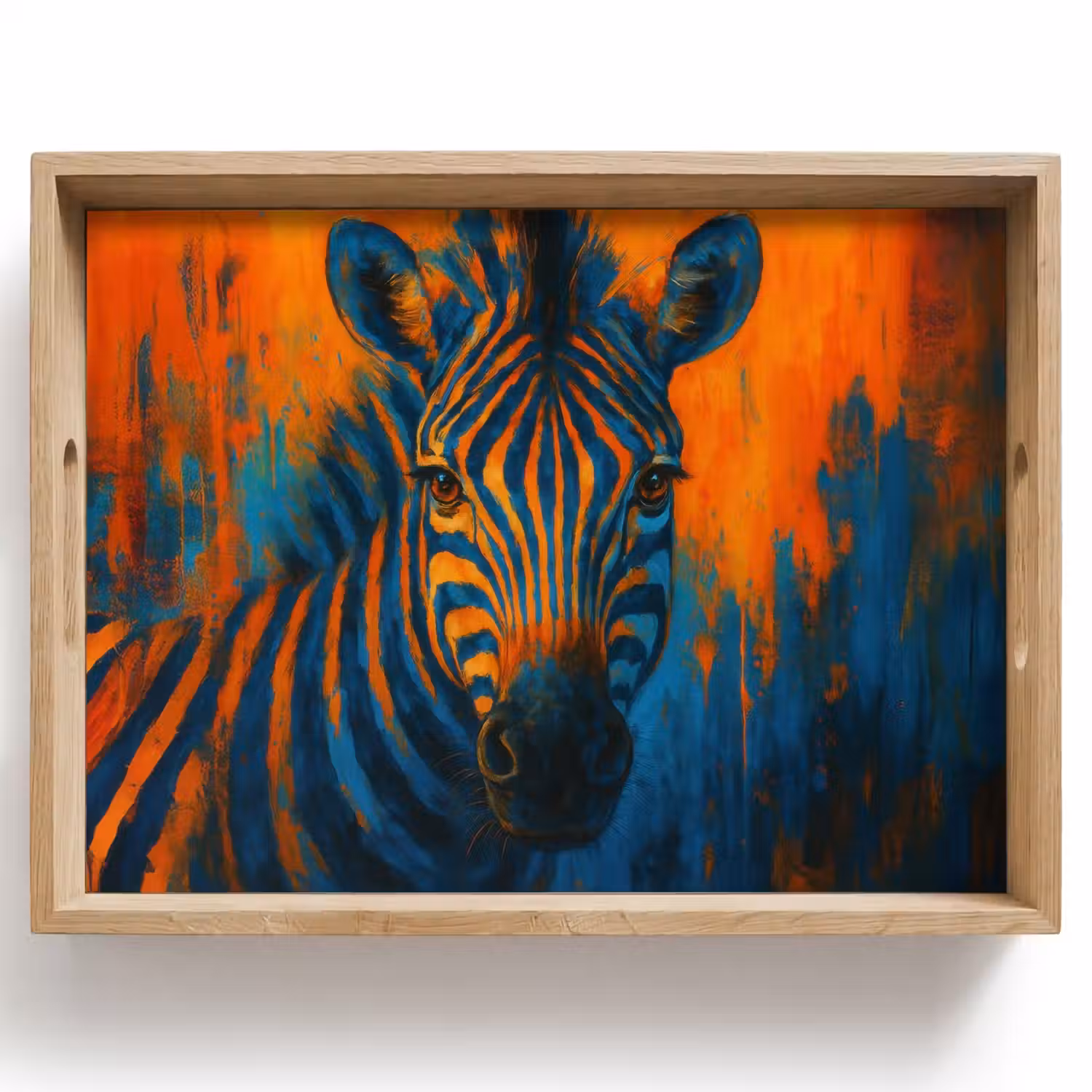 Zebra - Abstract - Blauw Dienblad Rechthoek middel -z3d_shopping