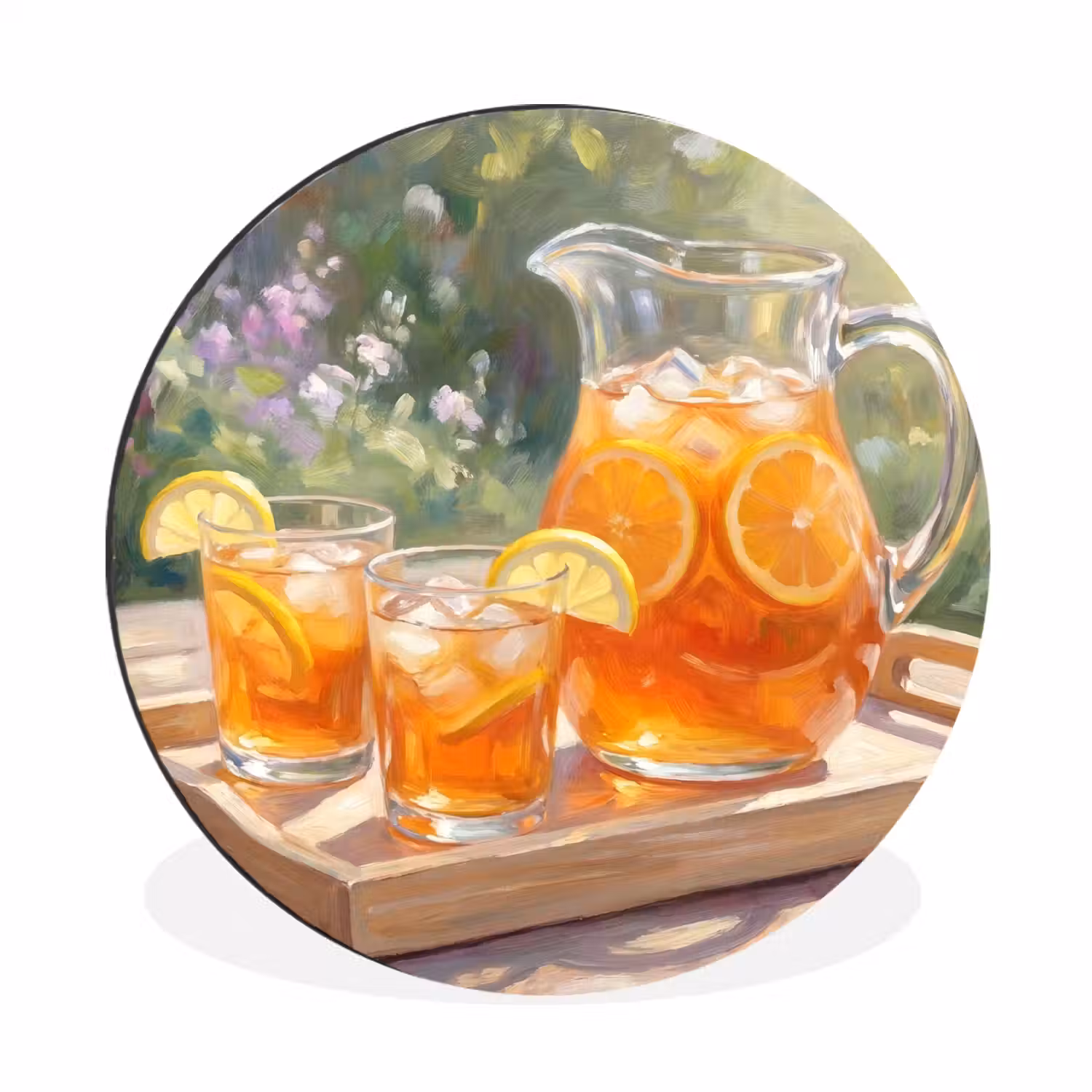Drank - Citroen - Zomer - Tuin - Geel Wandcirkel aluminium klein -3d