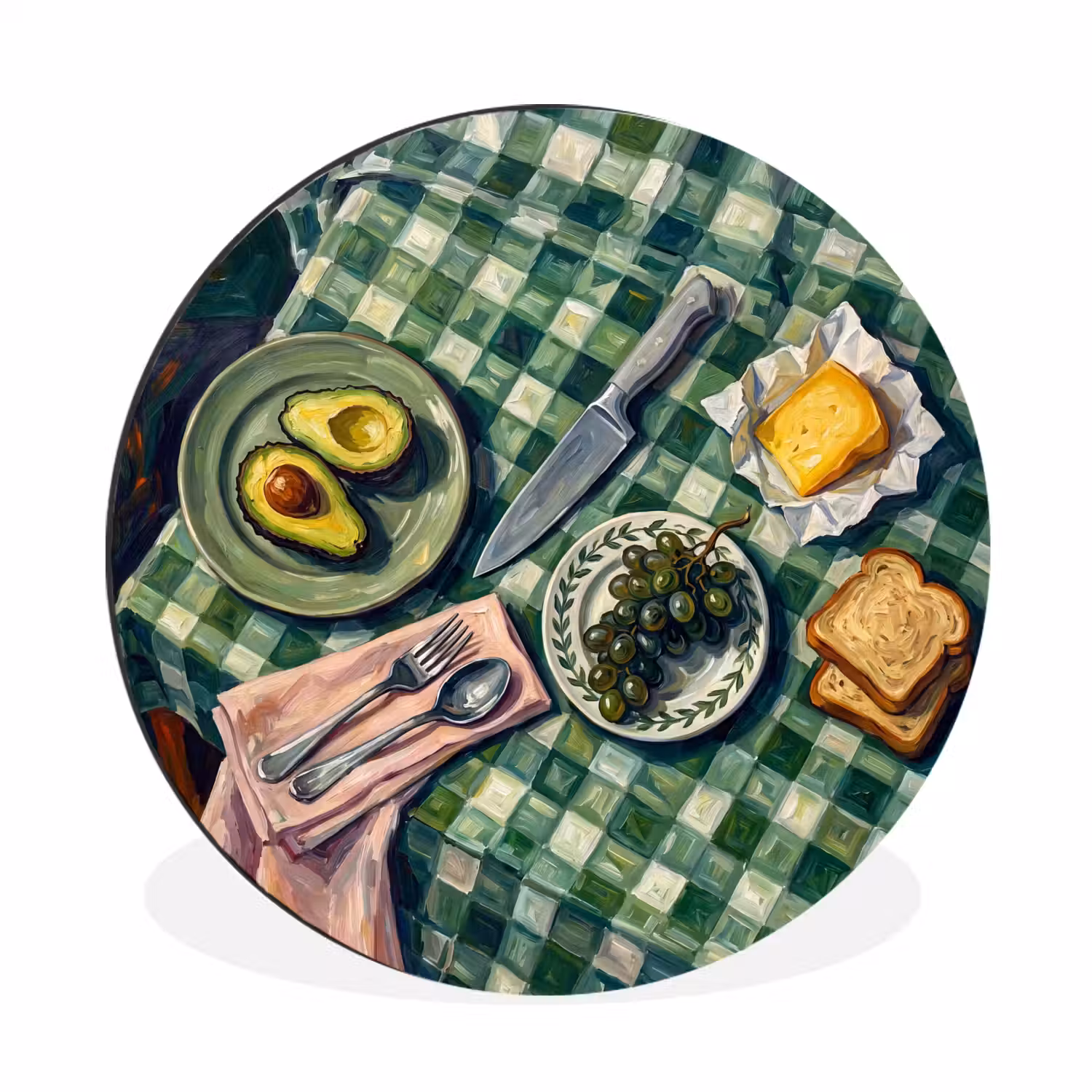 Eten - Ontbijt - Tafel - Modern - Groen Wandcirkel aluminium klein -3d