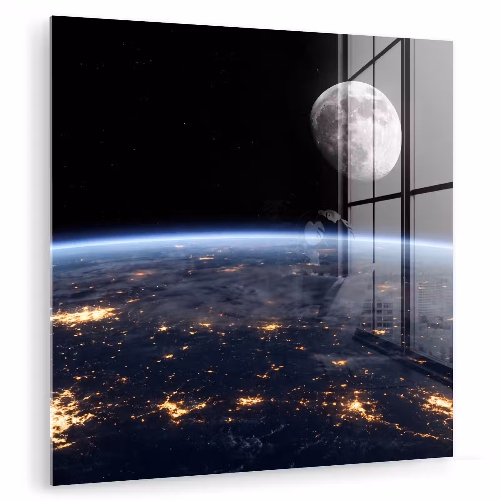 Glas schilderij - Aarde - Nacht - Ruimte - Aarde - Nacht - Ruimte plexiglas 5mm klein