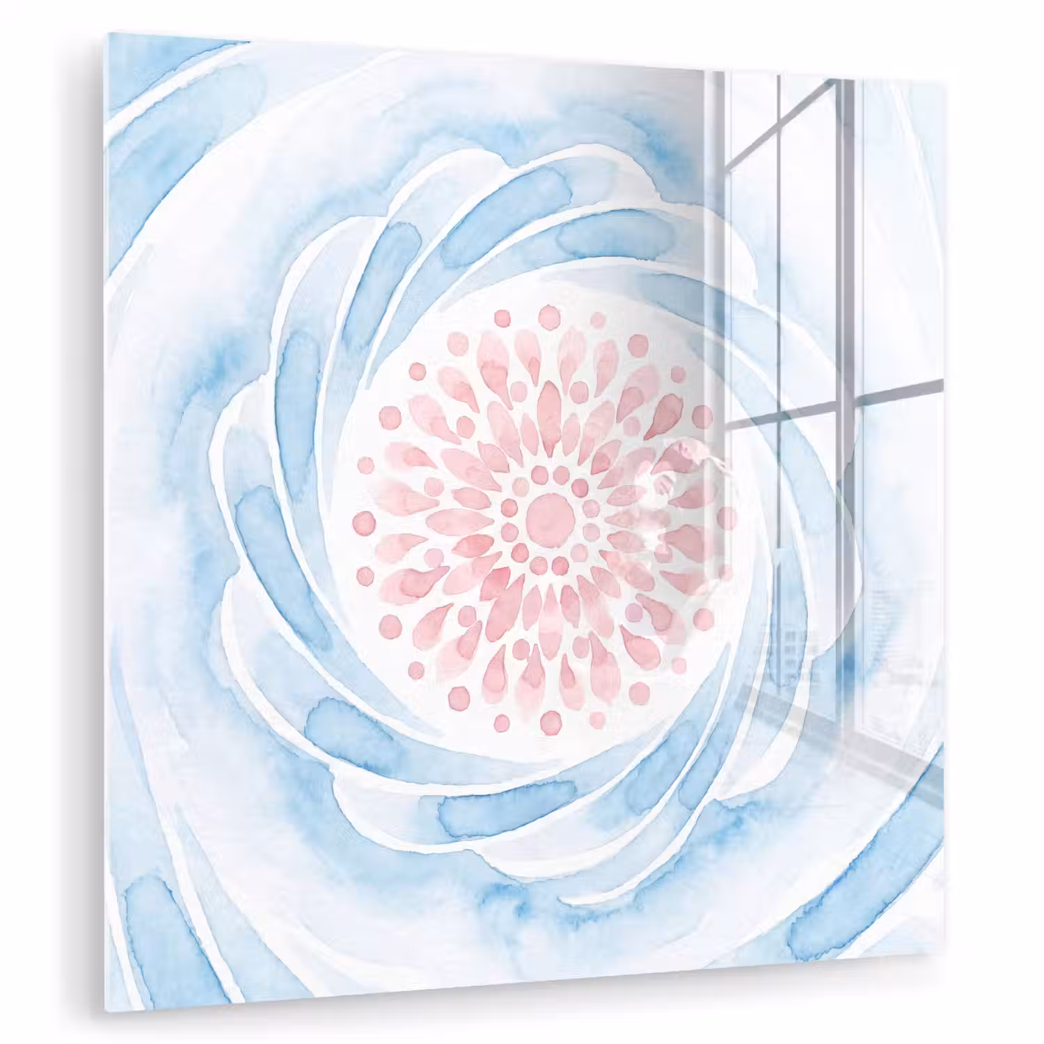Abstract - Bloemvorm - Aquarel - Roze - Blauw plexiglas 5mm klein -zzzproduct_nieuw