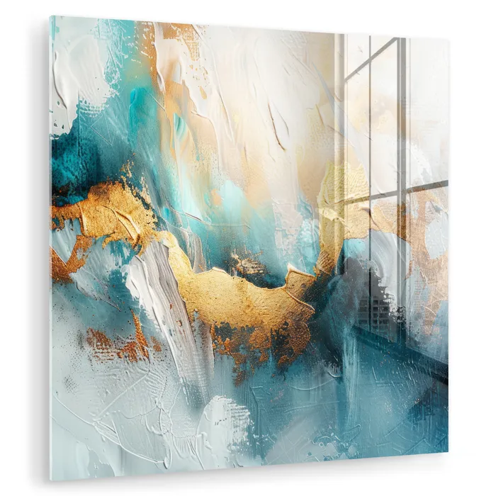 Abstract - Kunst - Gold - Blauw plexiglas 5mm klein -zzzproduct_nieuw