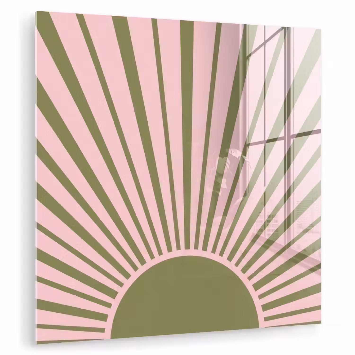Abstract - Stralen - Grafisch - Roze - Groen plexiglas 5mm klein -zzzproduct_nieuw