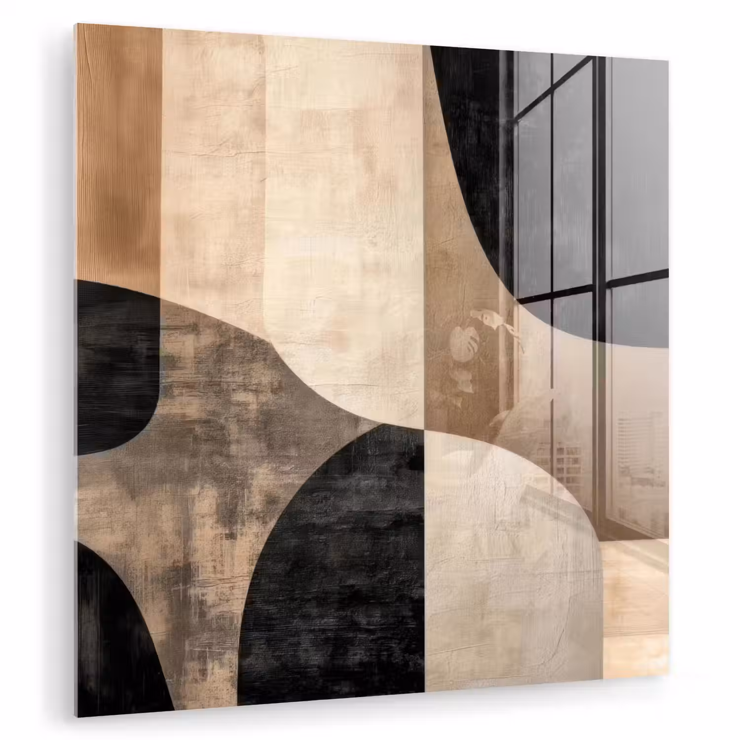 Abstract - Vlakken - Zwart - Rond plexiglas 5mm klein -zzzproduct_nieuw