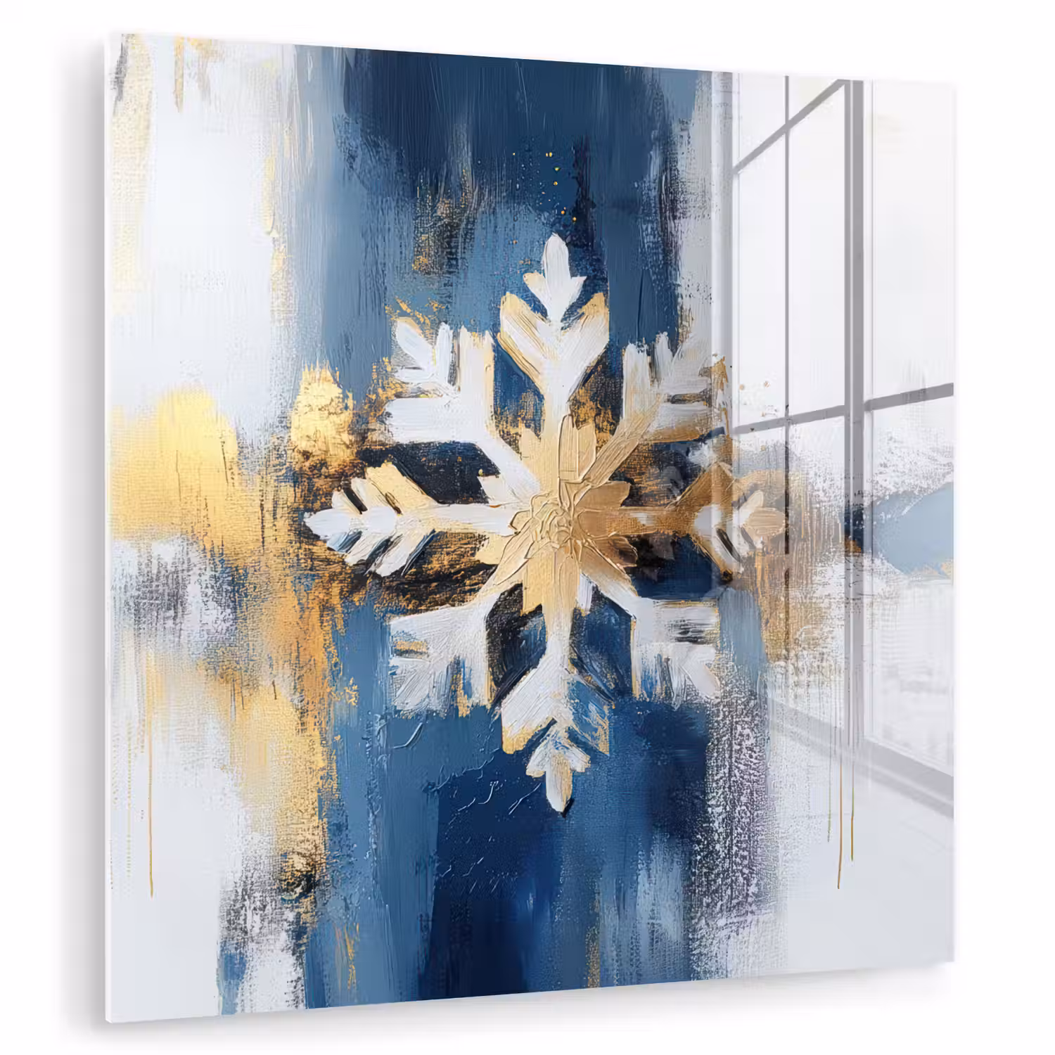 Abstract - Winter - Sneeuwvlok - Sneeuw - Goud plexiglas 5mm klein -zzzproduct_nieuw