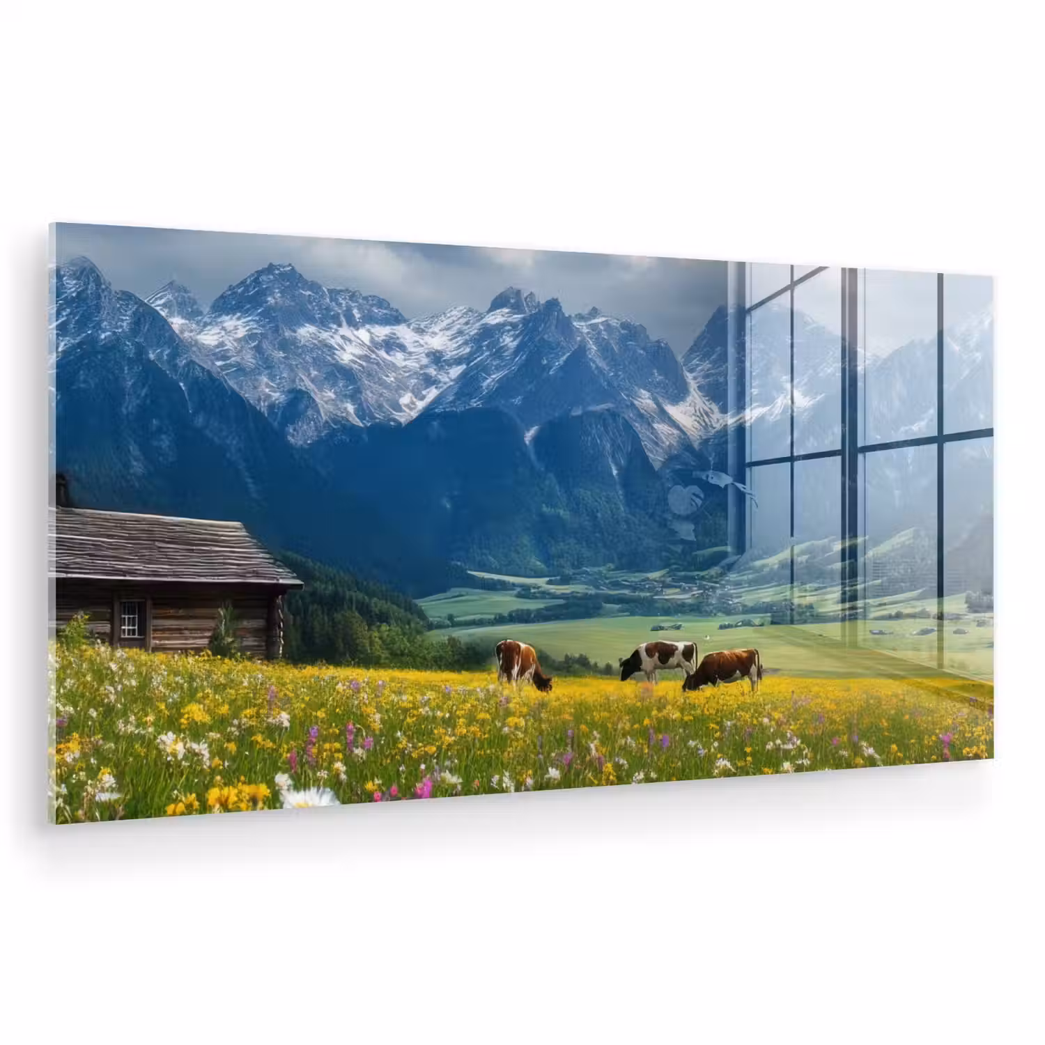 Alpen - Weide - Bergen - Koeien plexiglas 5mm klein -zzzproduct_nieuw