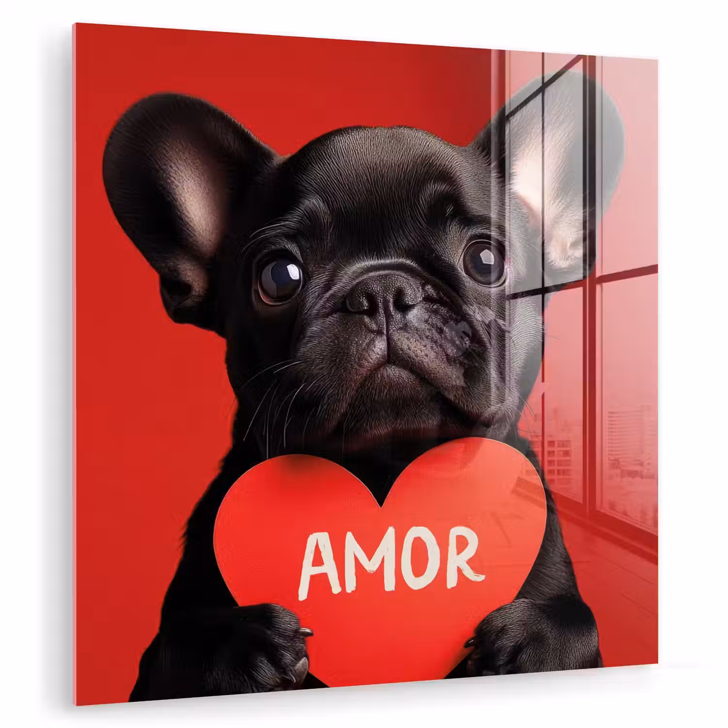 Amor - Hond - Hartje - Rood plexiglas 5mm klein -zzzproduct_nieuw