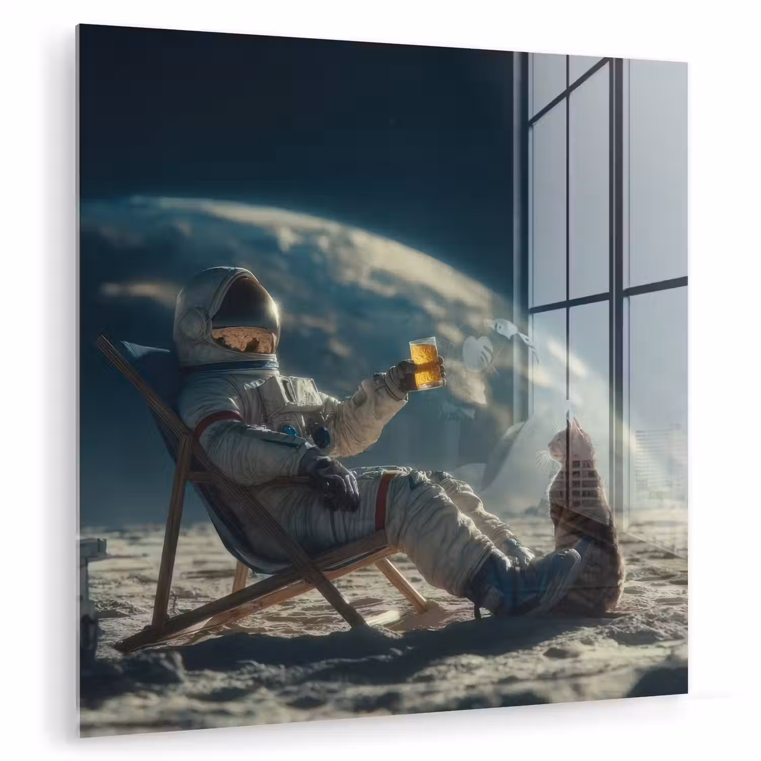 Astronaut - Kat - Glas - Stoel plexiglas 5mm klein -zzzproduct_nieuw