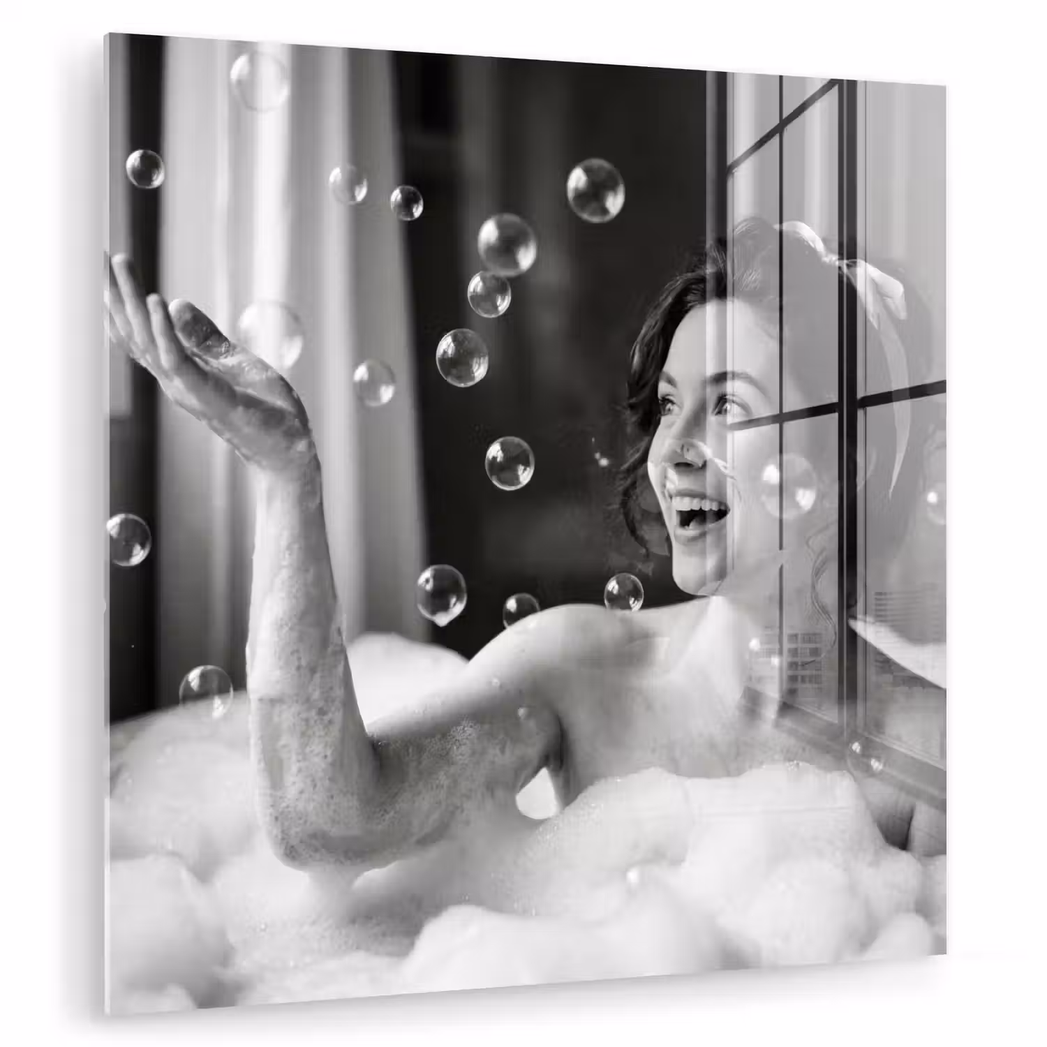 Bad - Bubbels - Zwart - Wit plexiglas 5mm klein -zzzproduct_nieuw