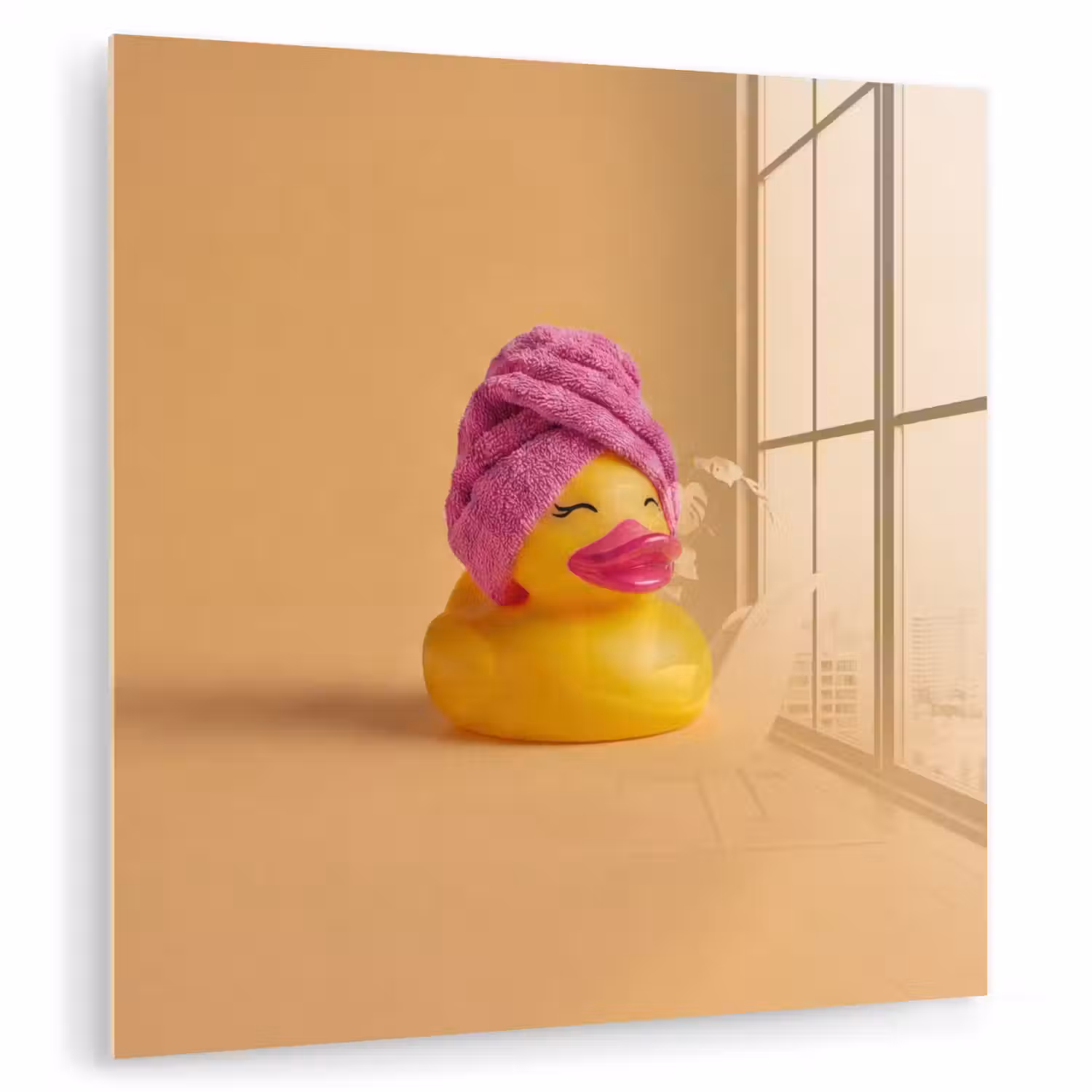 Badeend - Handdoek - Kleurrijk plexiglas 5mm klein -zzzproduct_nieuw