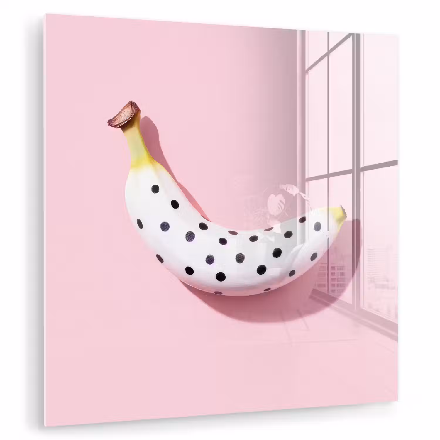 Banaan - Stippen - roze plexiglas 5mm klein -zzzproduct_nieuw