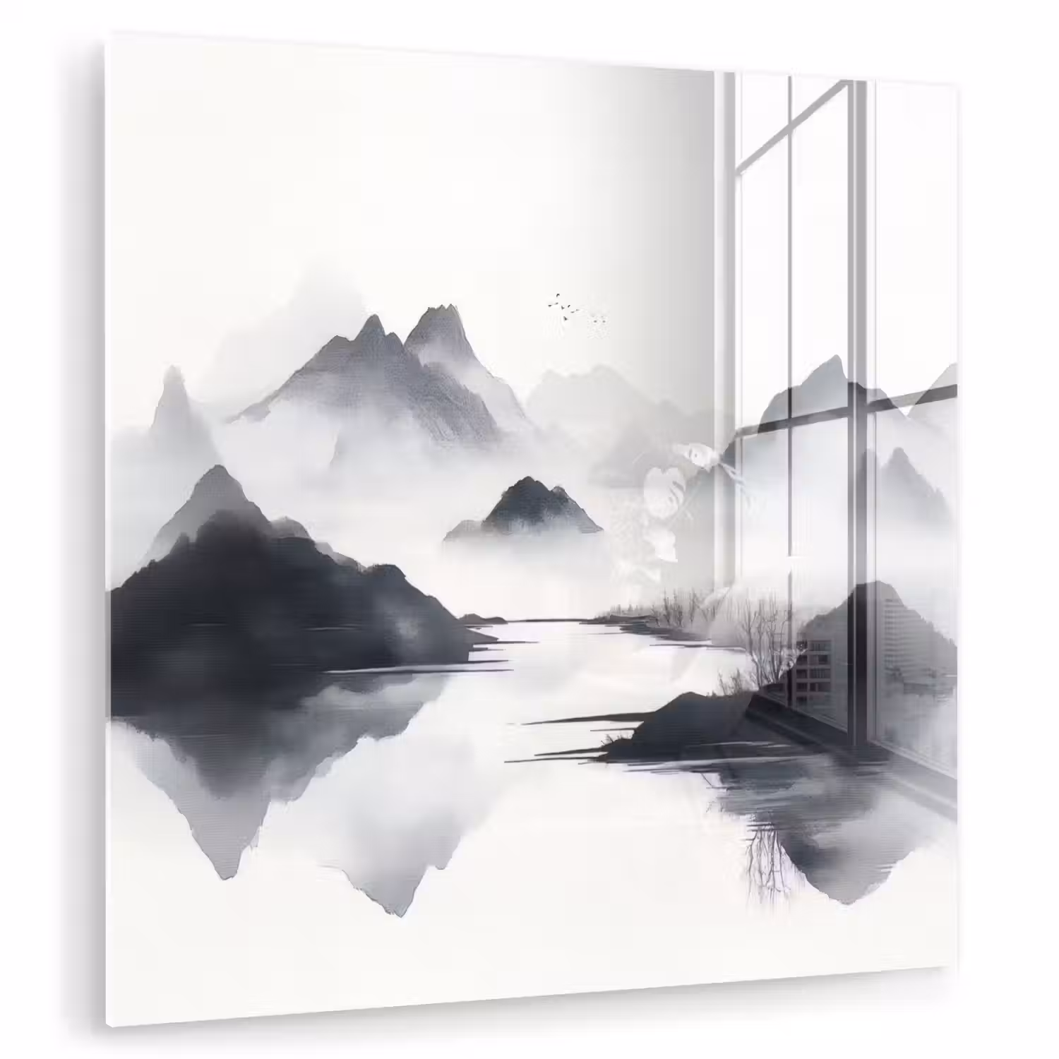 Bergen - Mistig - Water - Wit plexiglas 5mm klein -zzzproduct_nieuw