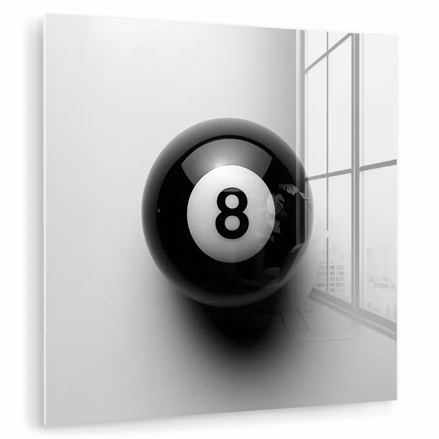 Biljartbal - Getal - Acht - Wit plexiglas 5mm klein -zzzproduct_nieuw