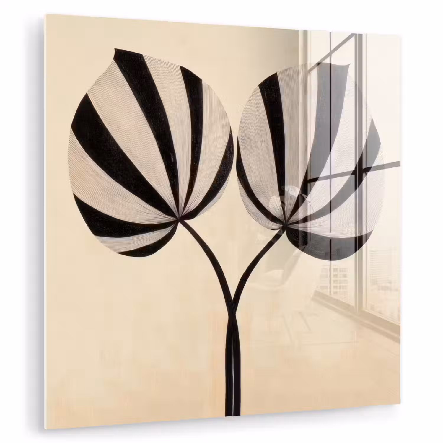 Bladeren - Gestreept - Stengel - Beige plexiglas 5mm klein -zzzproduct_nieuw
