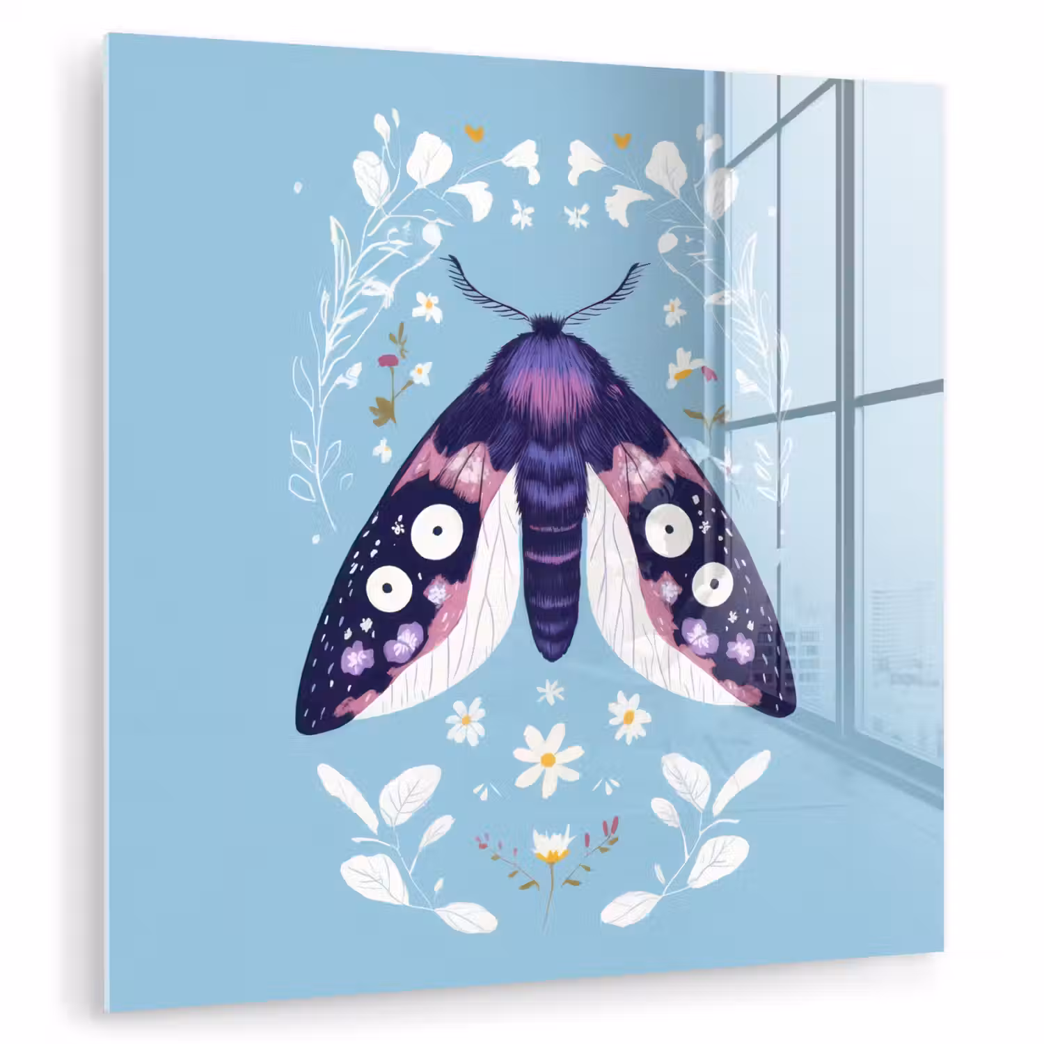 Bladeren - Wit - Vlinder - Insect plexiglas 5mm klein -zzzproduct_nieuw
