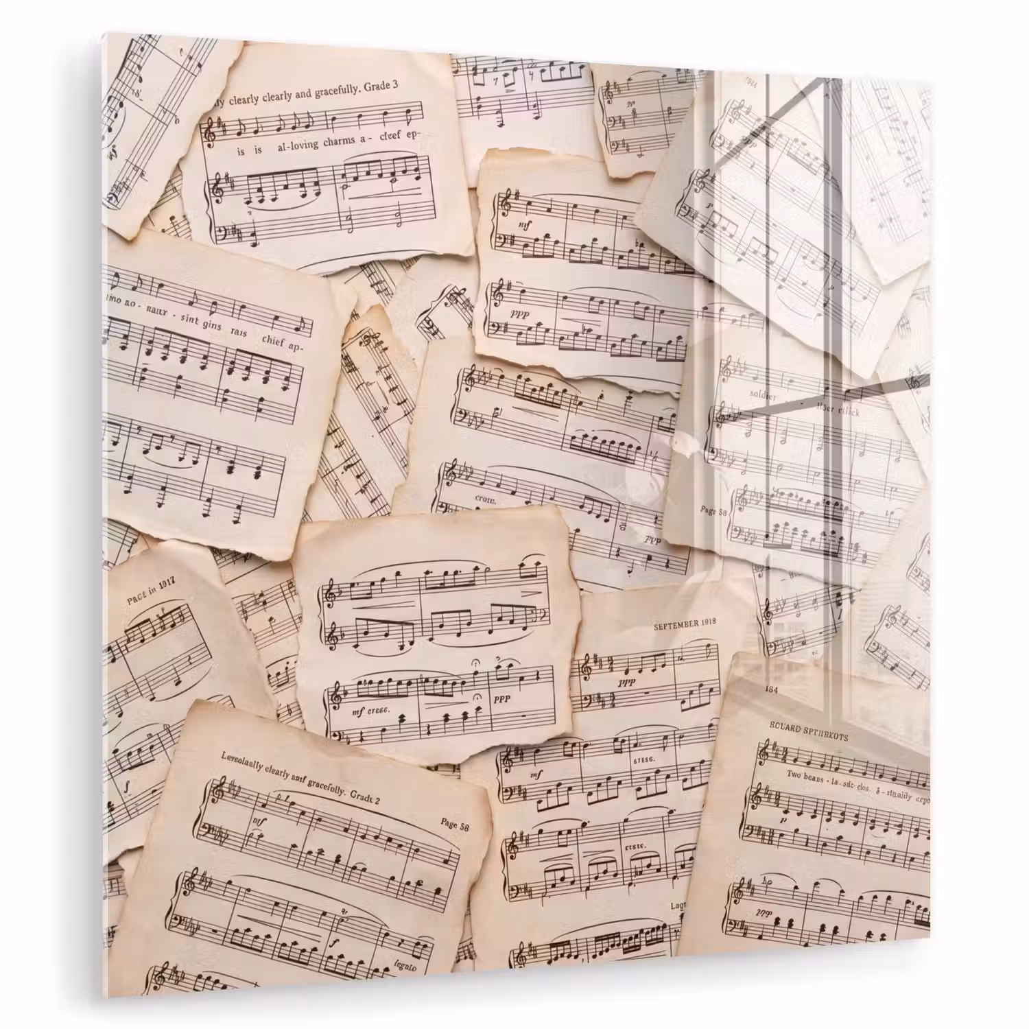 Bladmuziek - Oud - Noten - Vintage - Beige plexiglas 5mm klein -zzzproduct_nieuw
