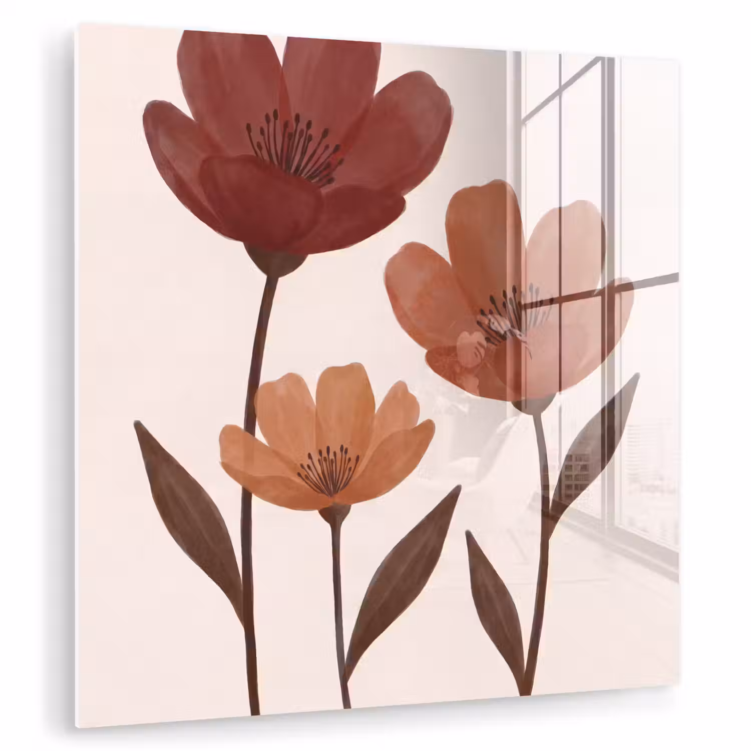 Bloemen - Abstract - Modern - Bruin - Decoratief plexiglas 5mm klein -zzzproduct_nieuw