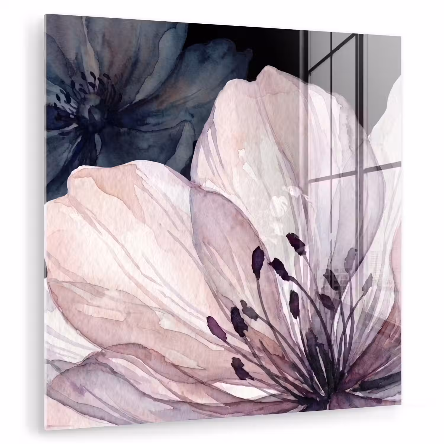 Bloemen - Aquarel - Modern - Roze - Donker plexiglas 5mm klein -zzzproduct_nieuw