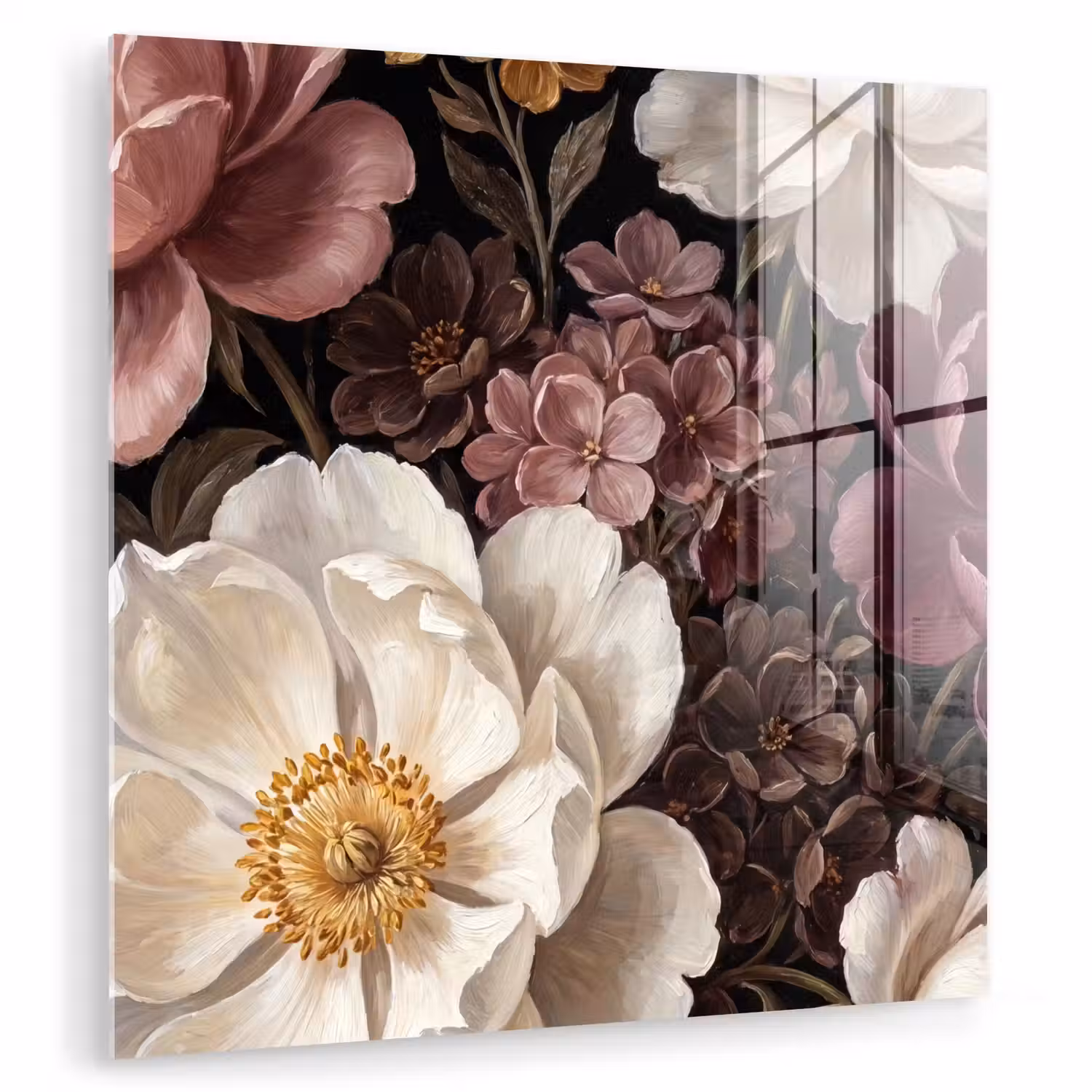 Bloemen - Boeket - Klassiek - Donker - Rood plexiglas 5mm klein -zzzproduct_nieuw