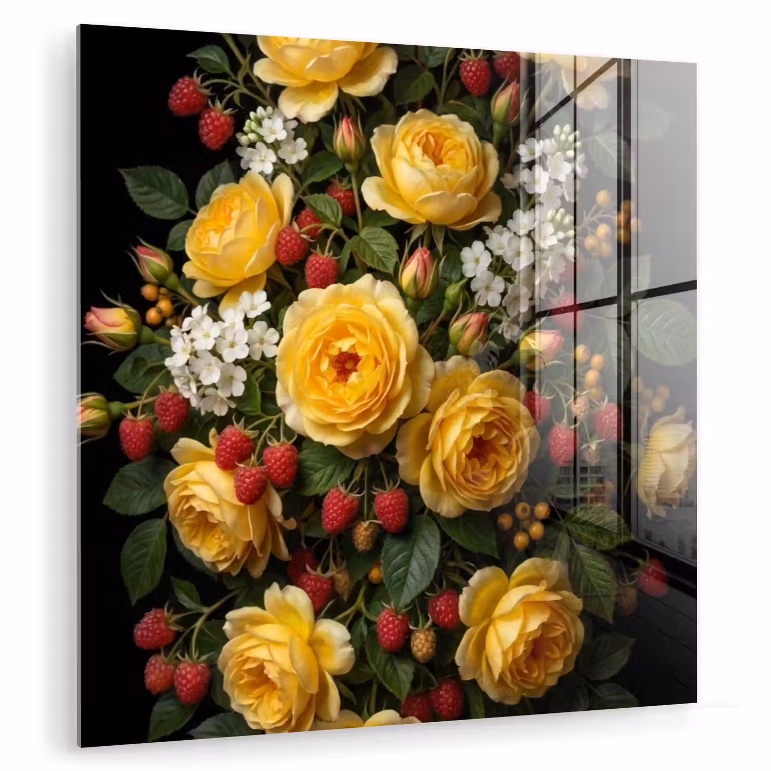 Bloemen - Boeket - Natuur - Klassiek - Geel plexiglas 5mm klein -zzzproduct_nieuw
