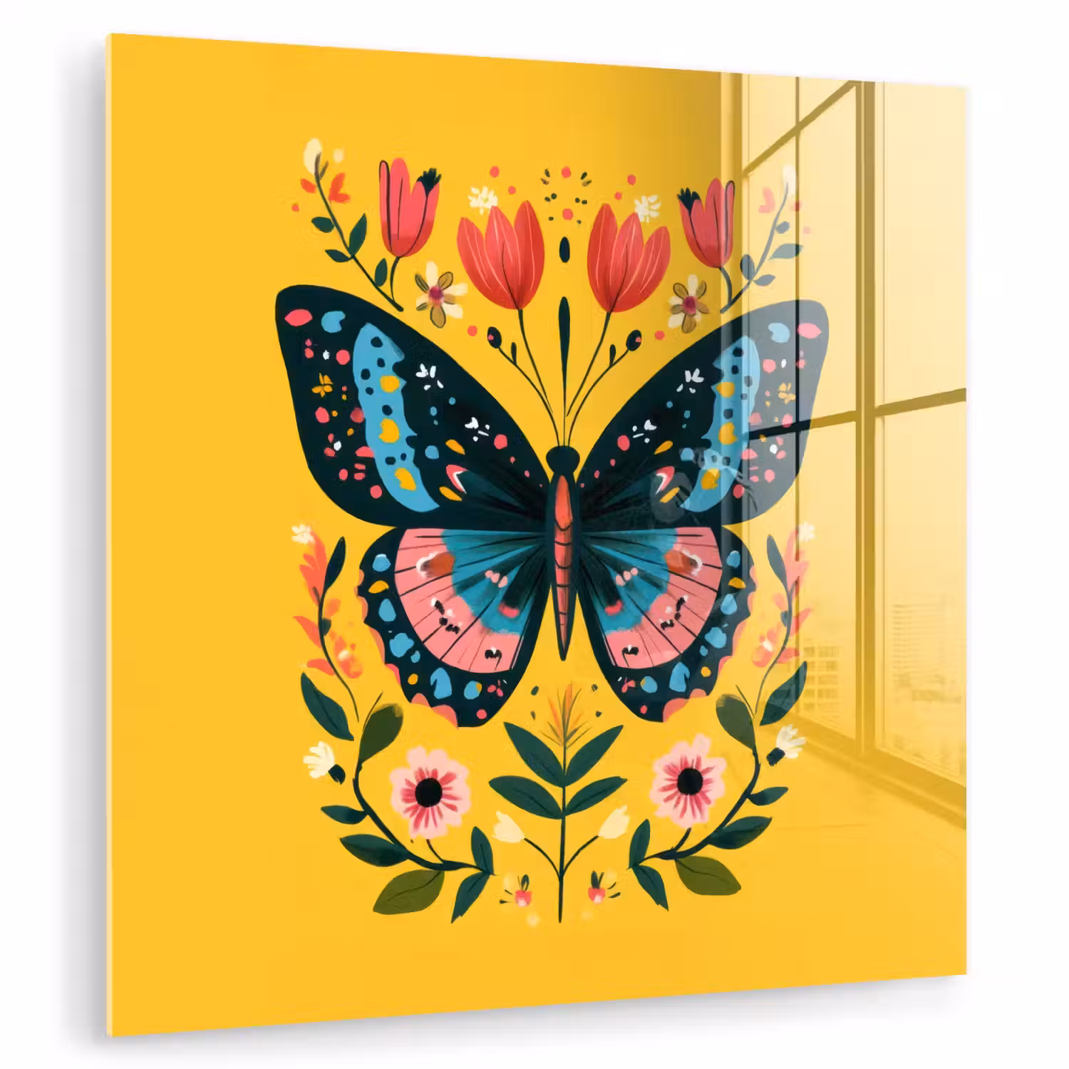 Bloemen - Kleurrijk - Vlinder - Sierlijk plexiglas 5mm klein -zzzproduct_nieuw